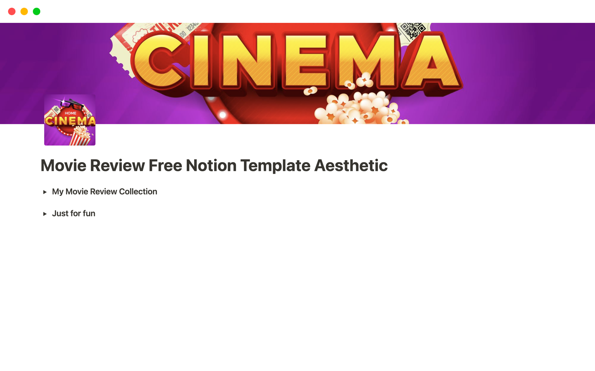 A template preview for Movie Review