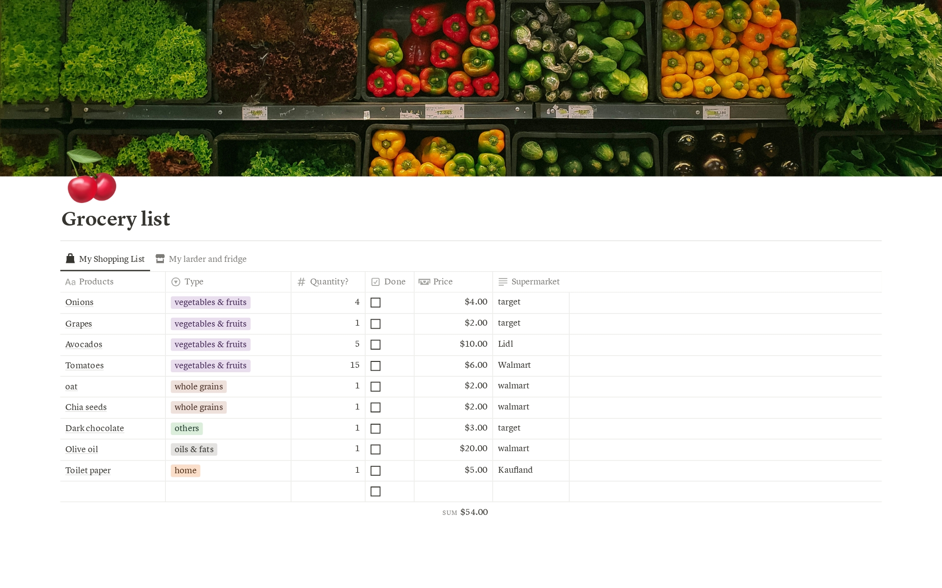 Grocery Shopping List Template by Alba Negrín | Notion Marketplace