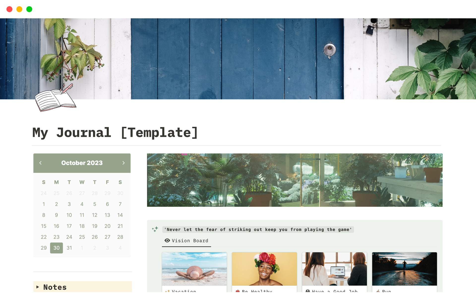 Simple Notion Journaling template