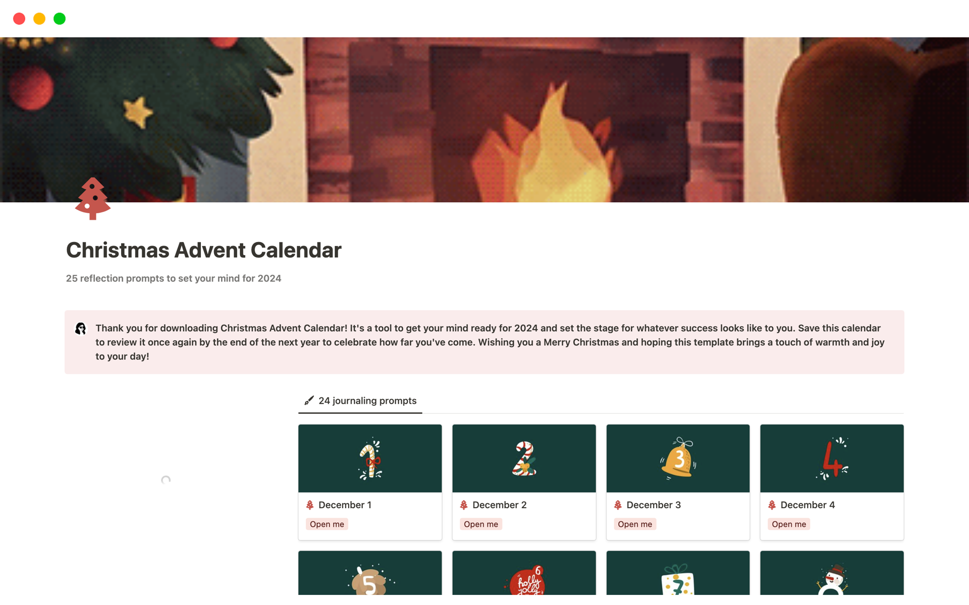 A template preview for Christmas Advent Calendar