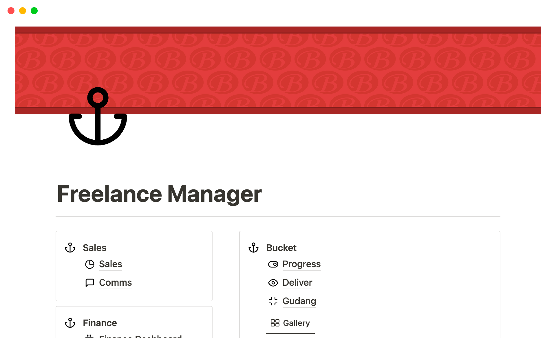 A template preview for Freelance Manager OS