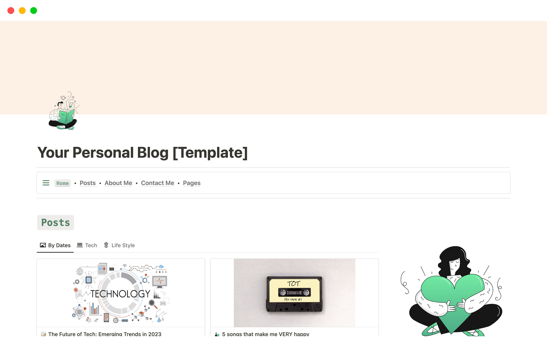 A template preview for Your Personal Blog