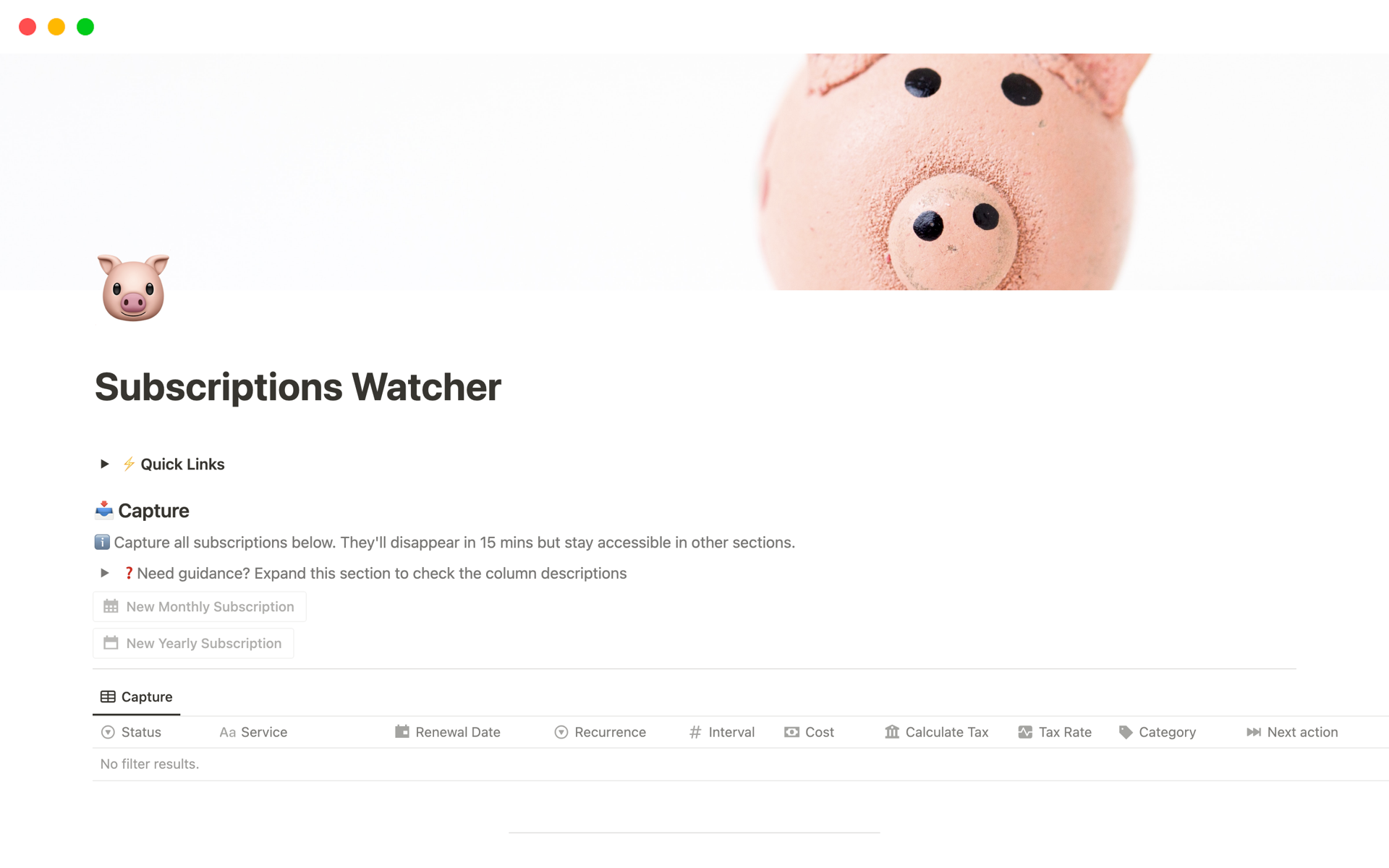 A template preview for Subscriptions Watcher