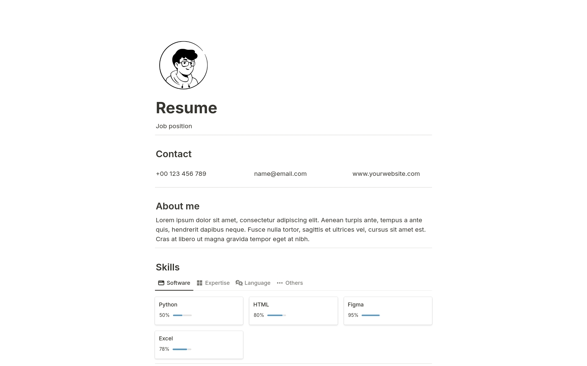 Create a professional easily editable resume in Notion