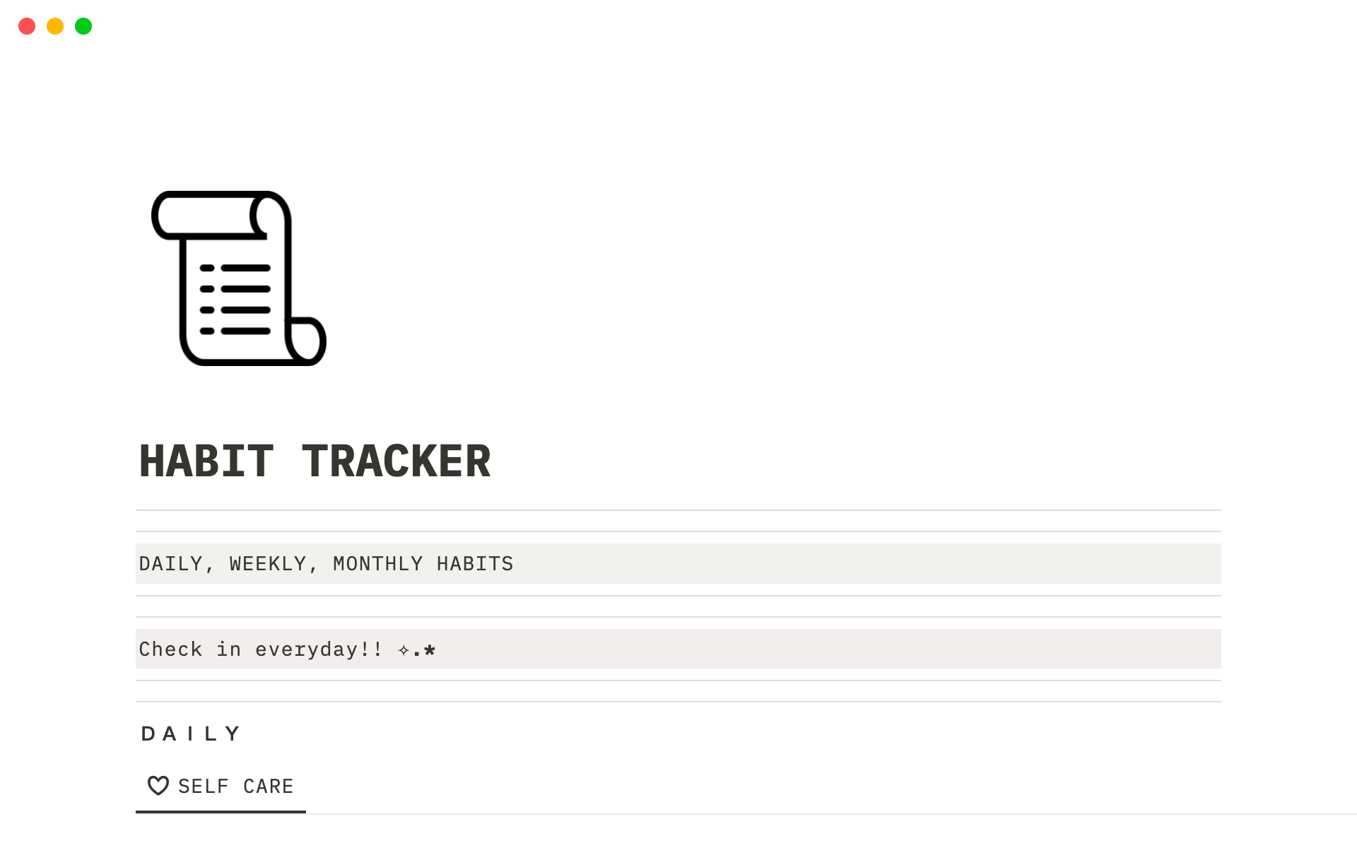 A template preview for Notion Habit Tracker