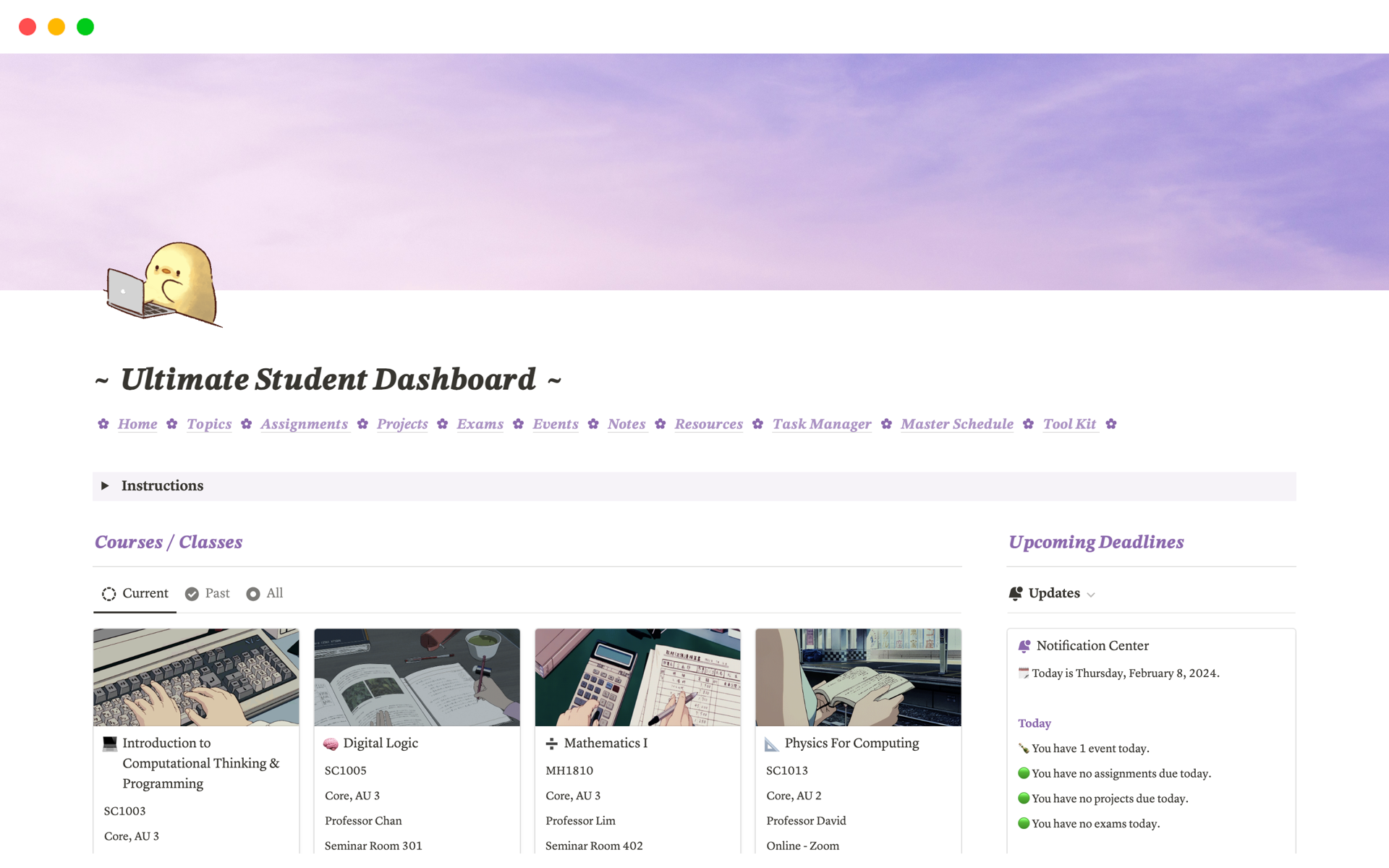 A template preview for Ultimate Student Dashboard