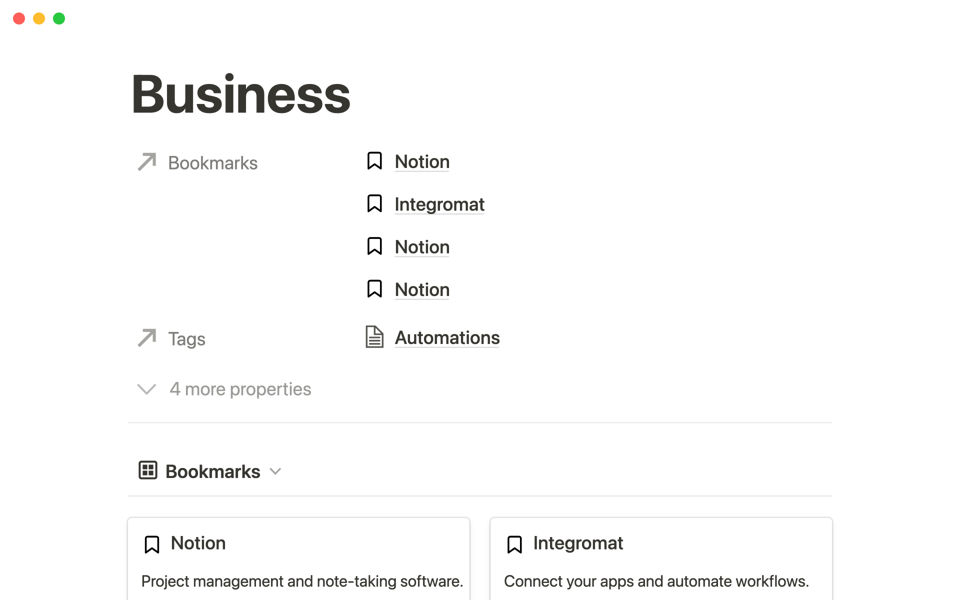 Bookmark manager Notion Template