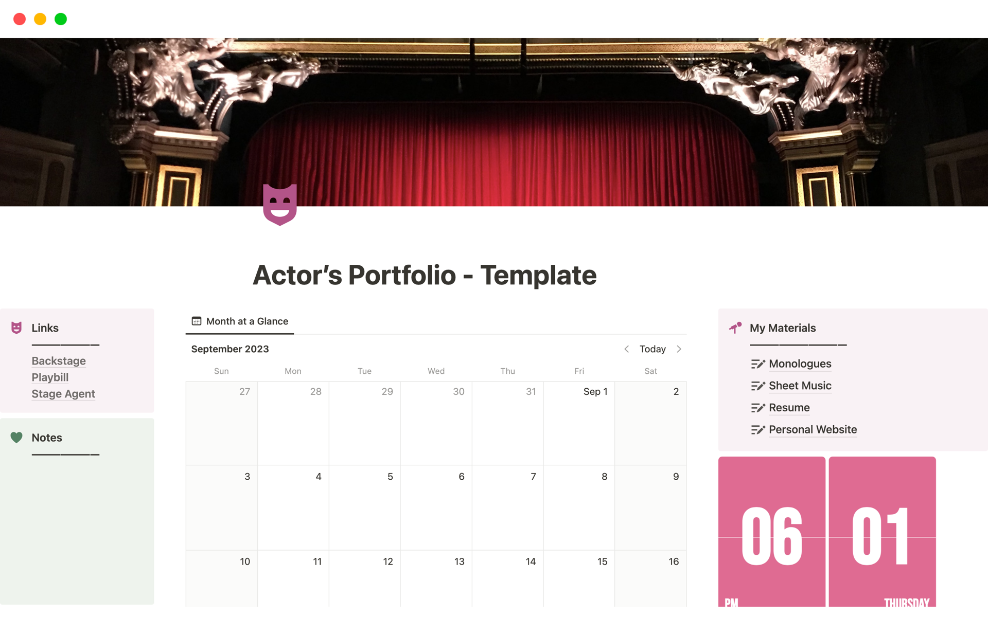 A template preview for Acting Portfolio