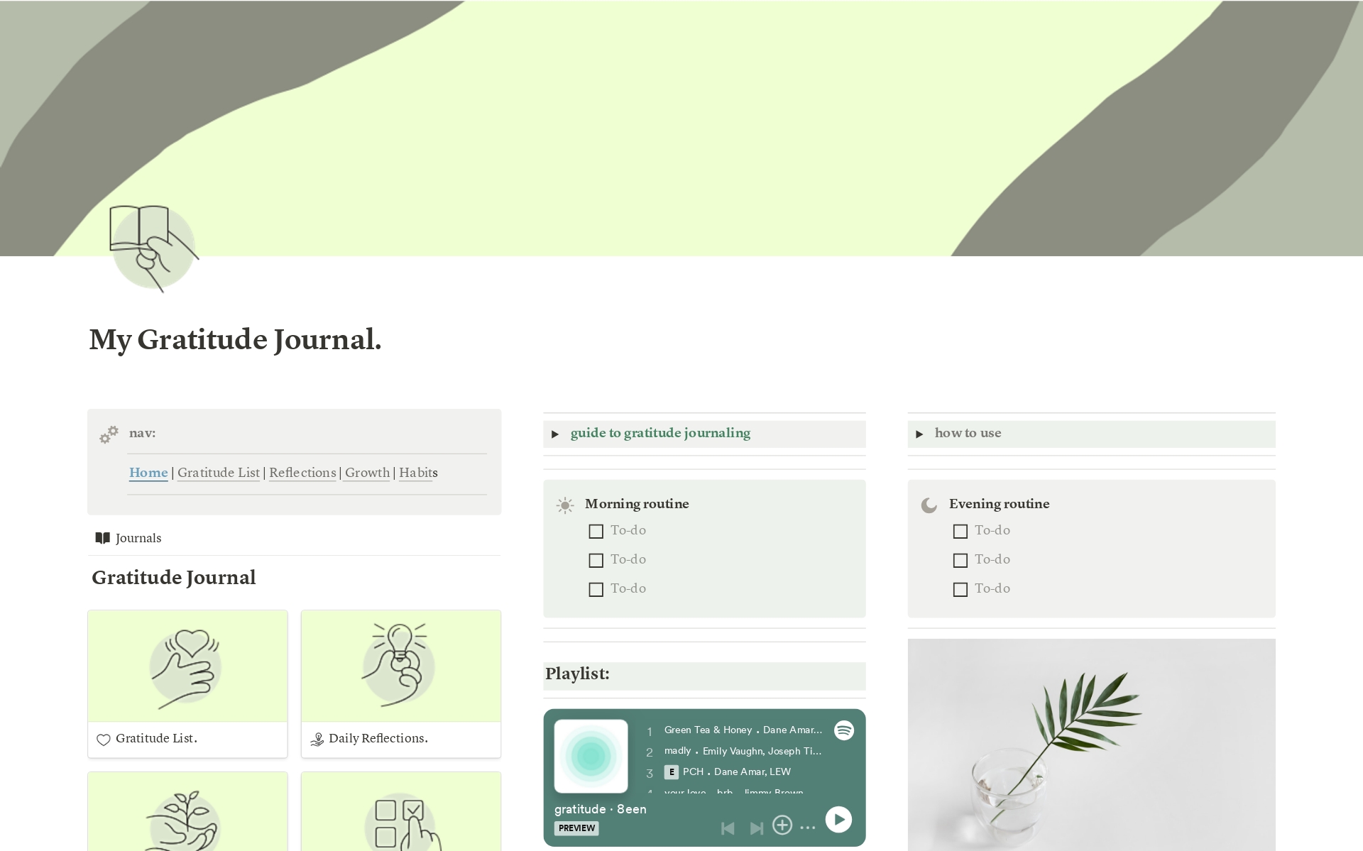 A template preview for Gratitude Journal.