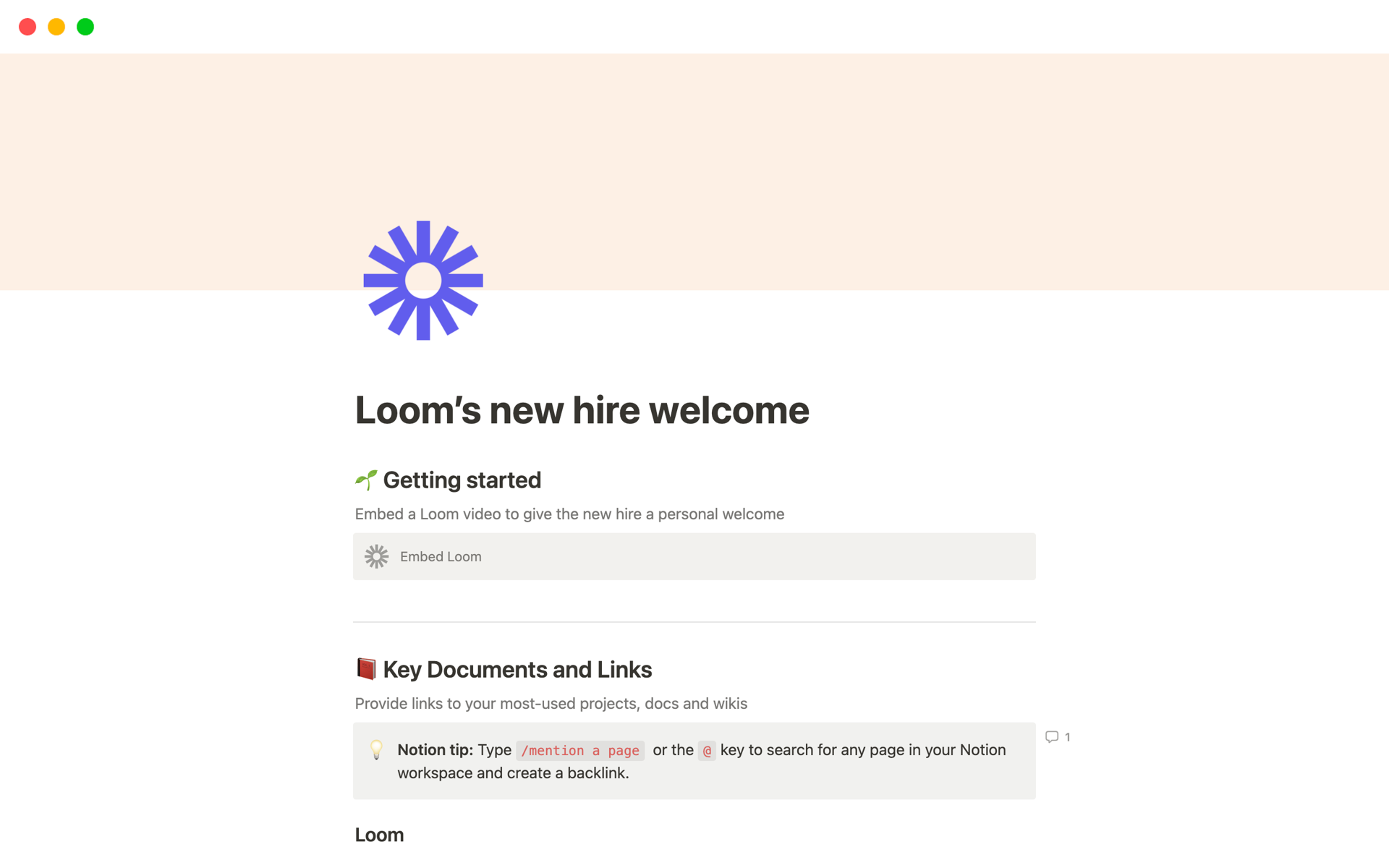 Set your teammates up for success with Loom’s New Hire Welcome template.