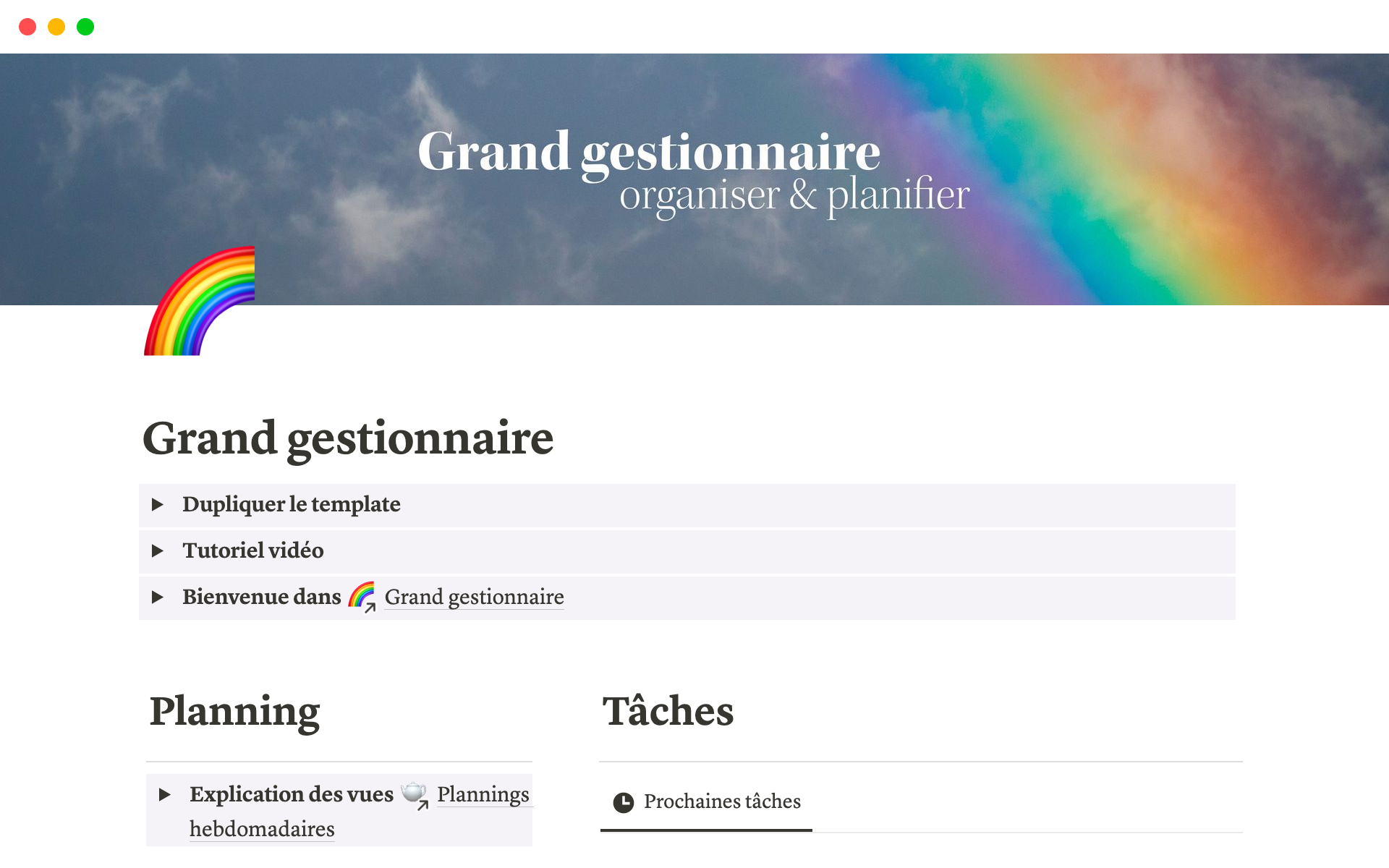 A template preview for Grand gestionnaire