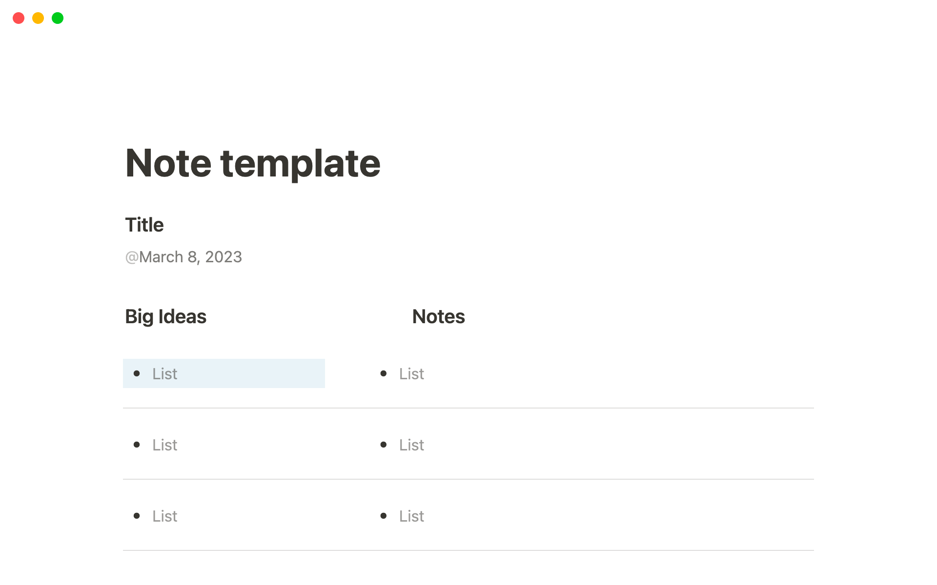 Cornell notes to flash cards Notion Template