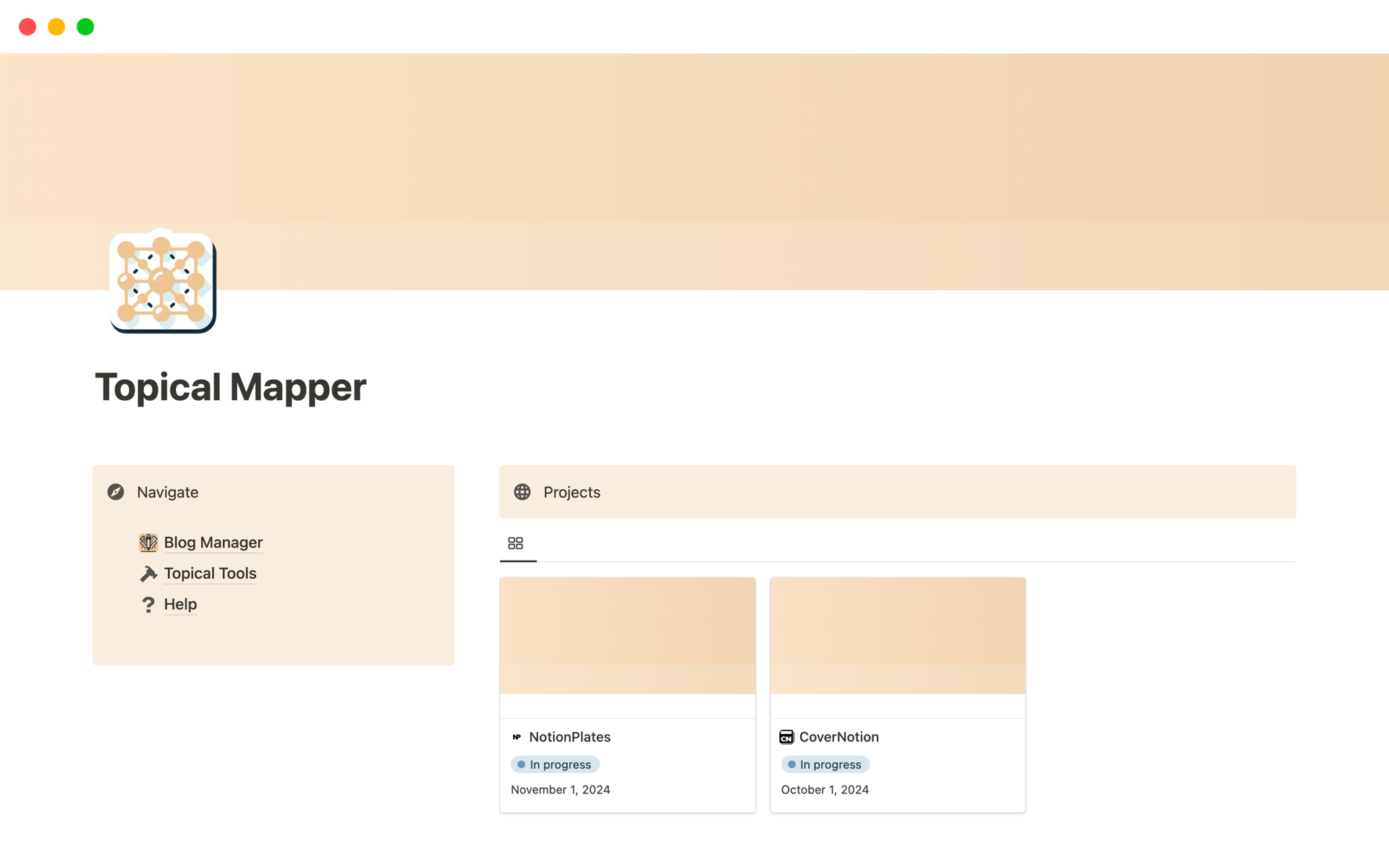 A template preview for Topical Mapper: Organize Your Topical Maps