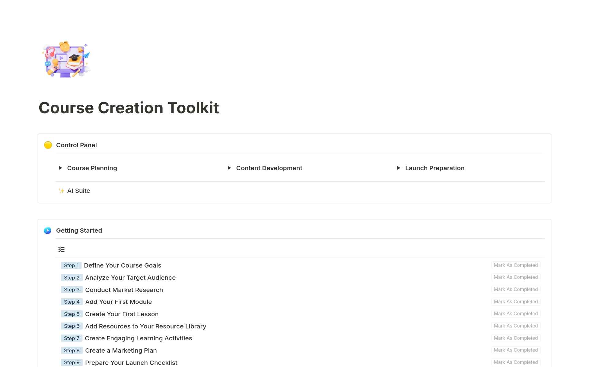 A template preview for AI-Powered Course Creation Toolkit 