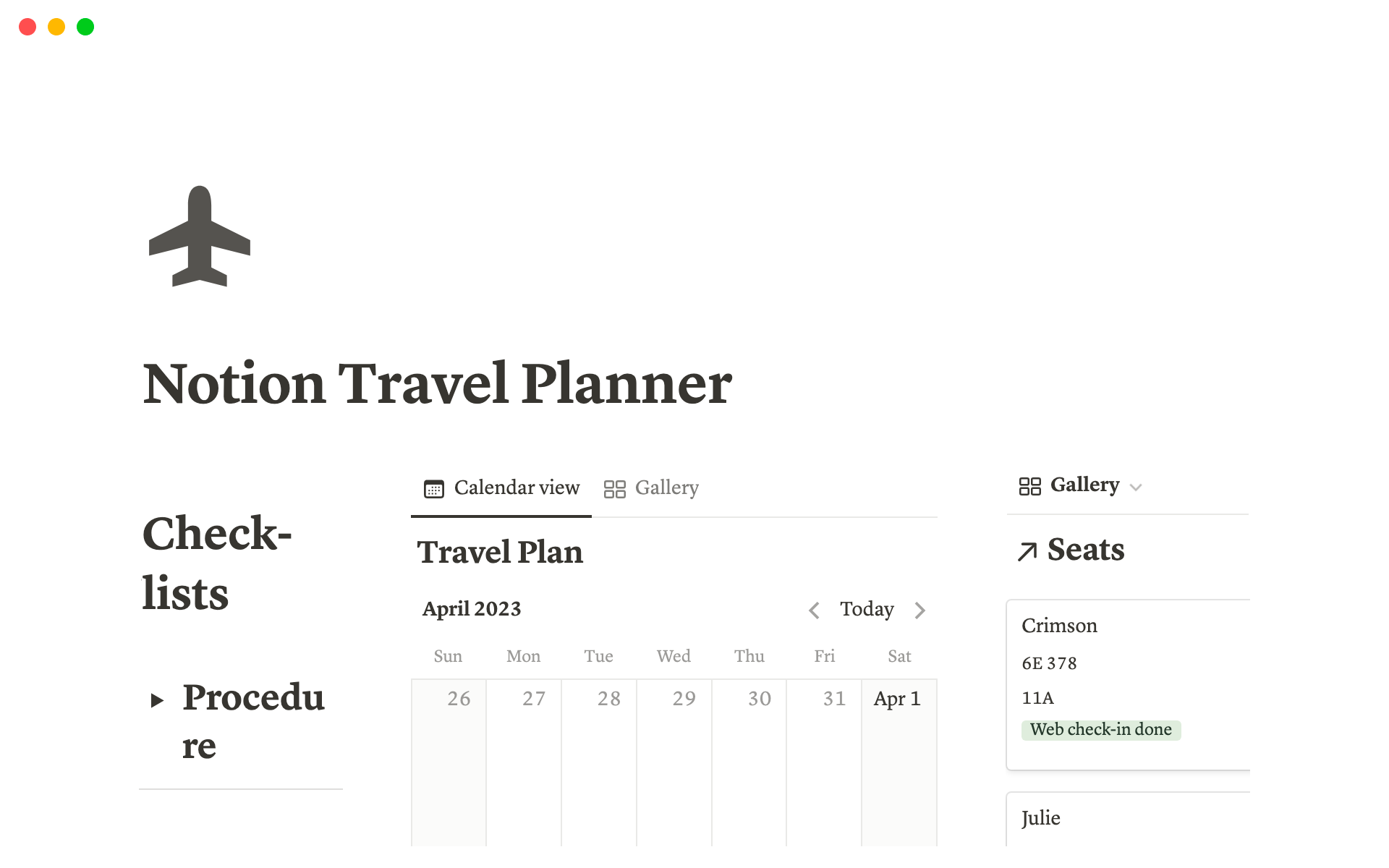 Notion Travel Planner님의 템플릿 미리보기