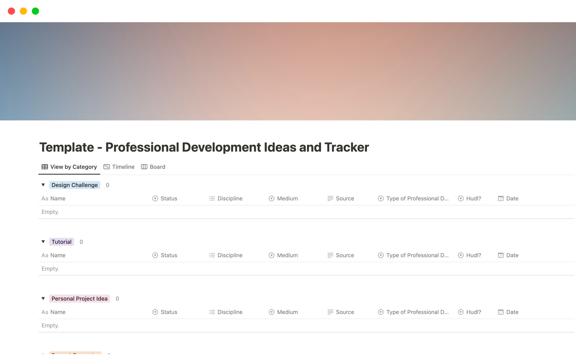A template preview for Professional Development Ideas and Tracker 