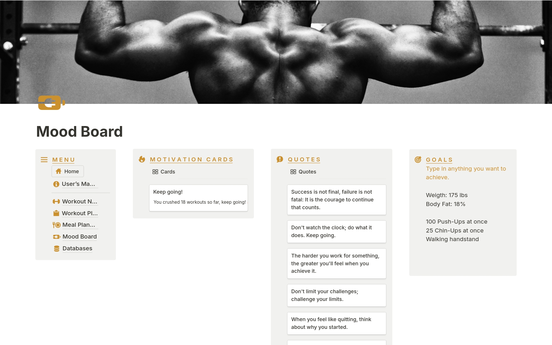 Ultimate Gymbuddy is a comprehensive fitness template designed to track workouts, set goals, measure progress, and plan meals, helping users achieve their fitness goals and maintain a healthy lifestyle.
