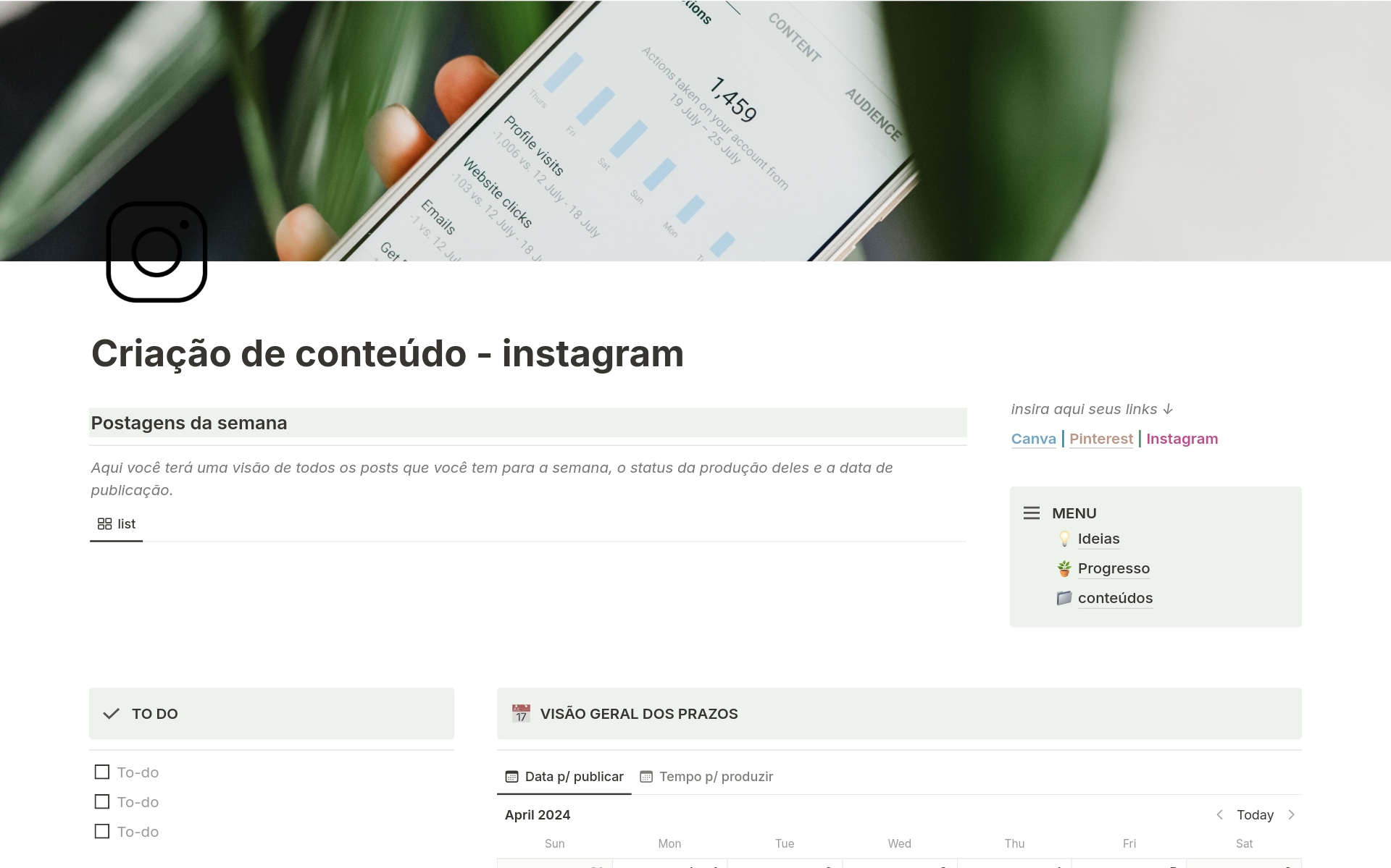 A template preview for Criação de conteúdo para instagram