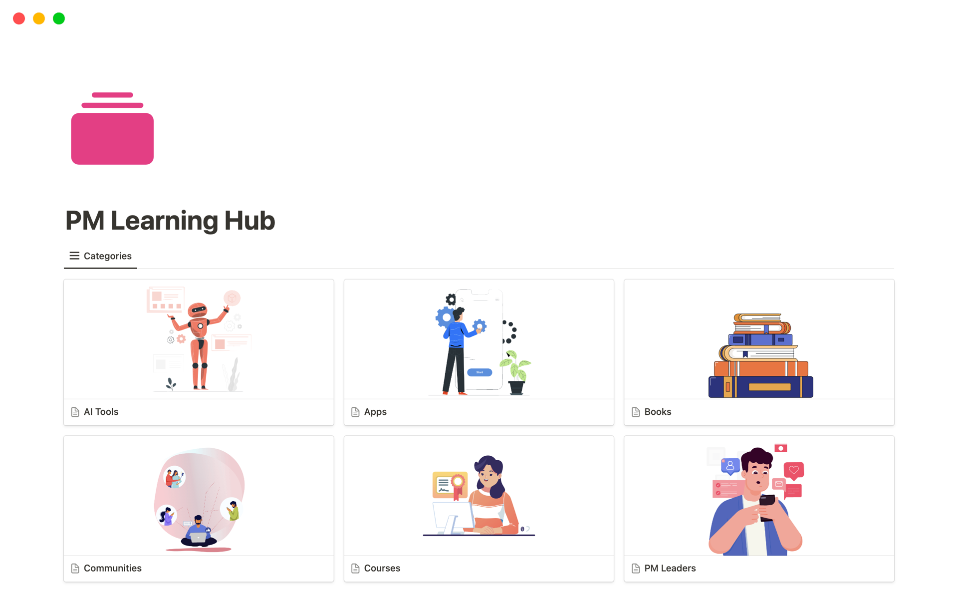 A template preview for PM Learning Hub