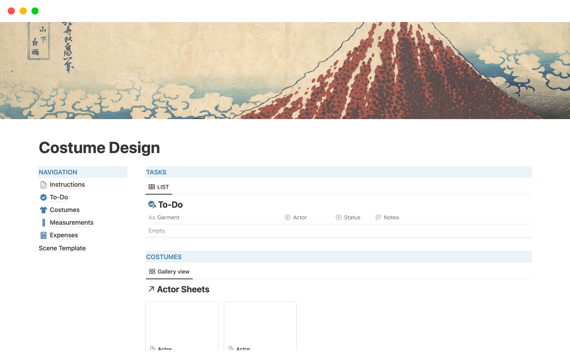 Costume Design | Notion Template