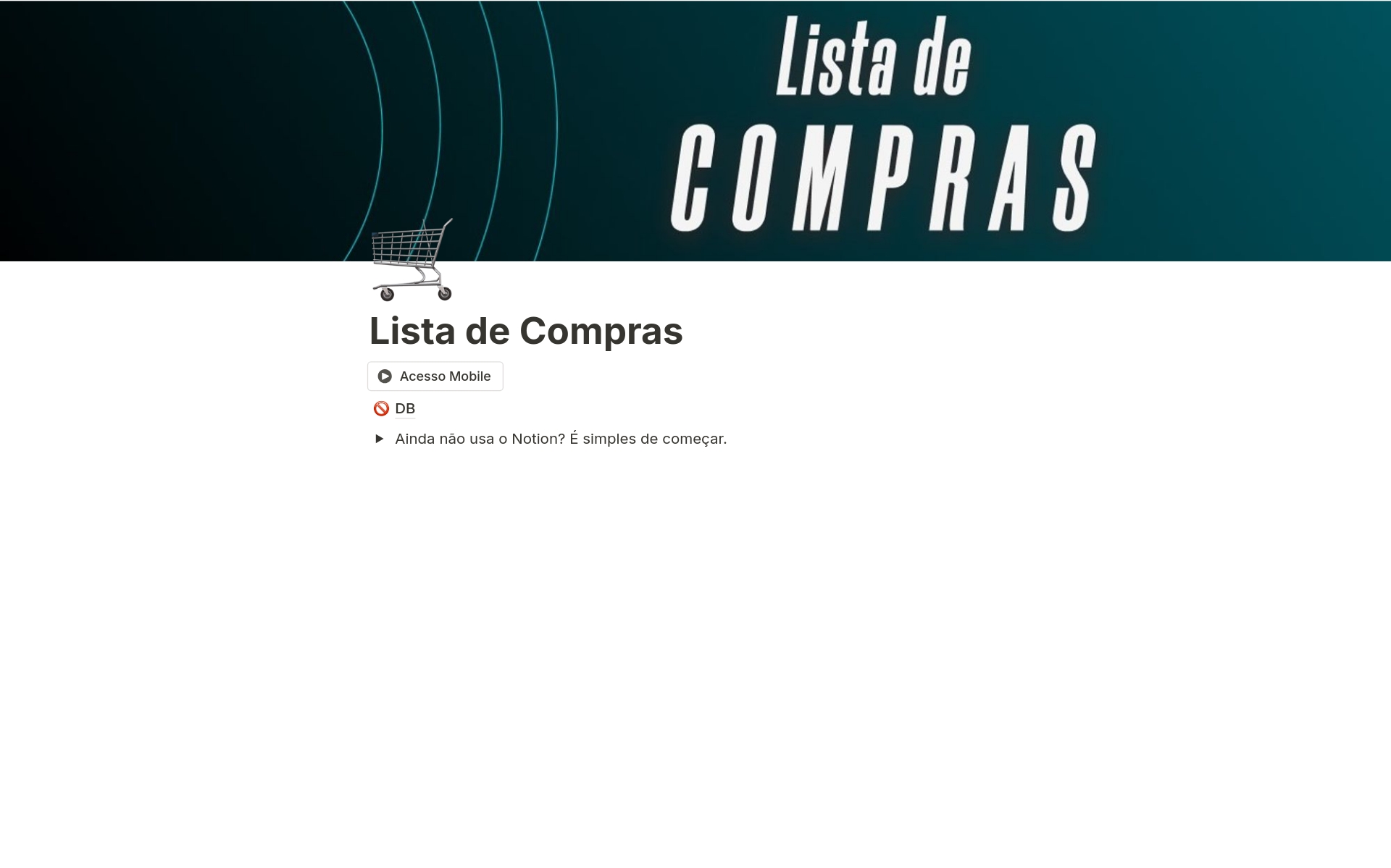 En forhåndsvisning av mal for Lista de Compras