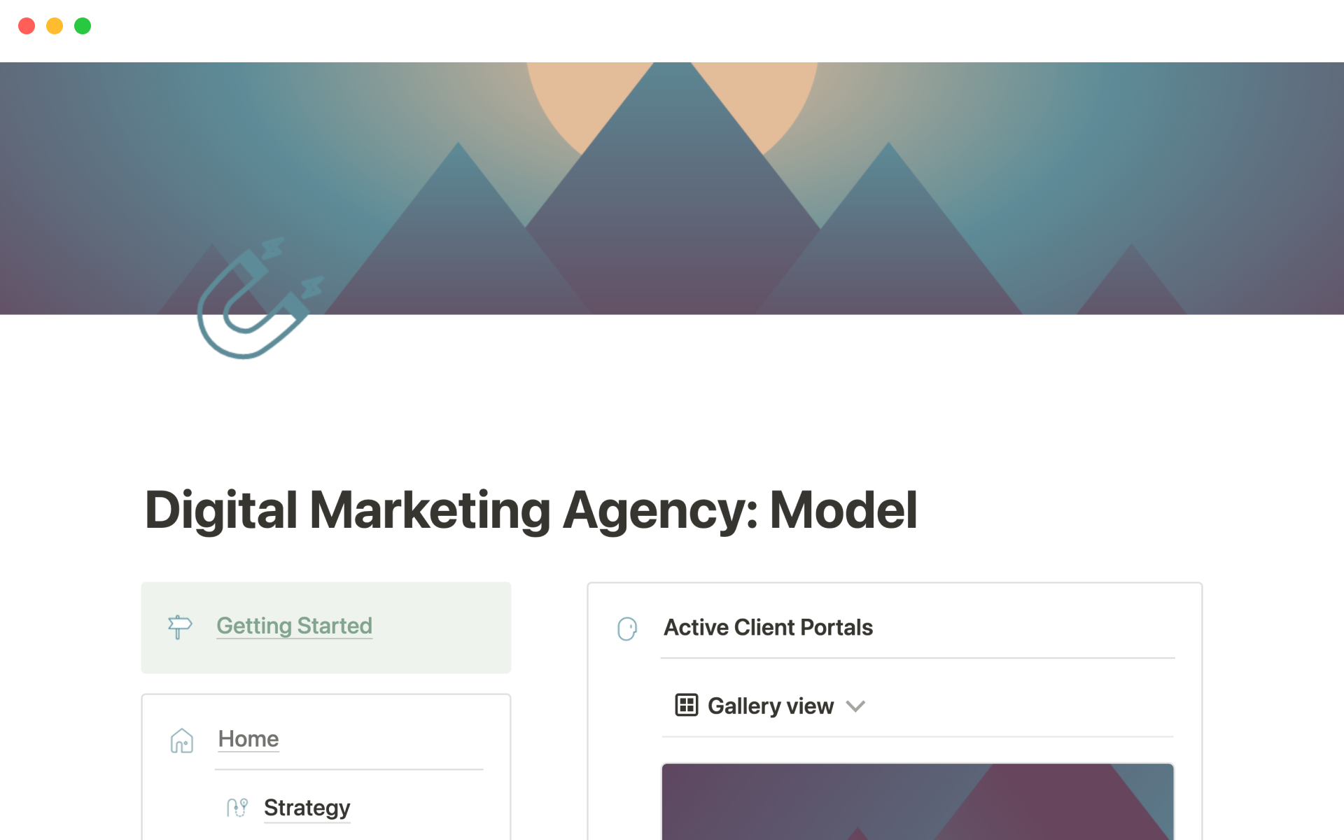 A template preview for Digital marketing agency OS