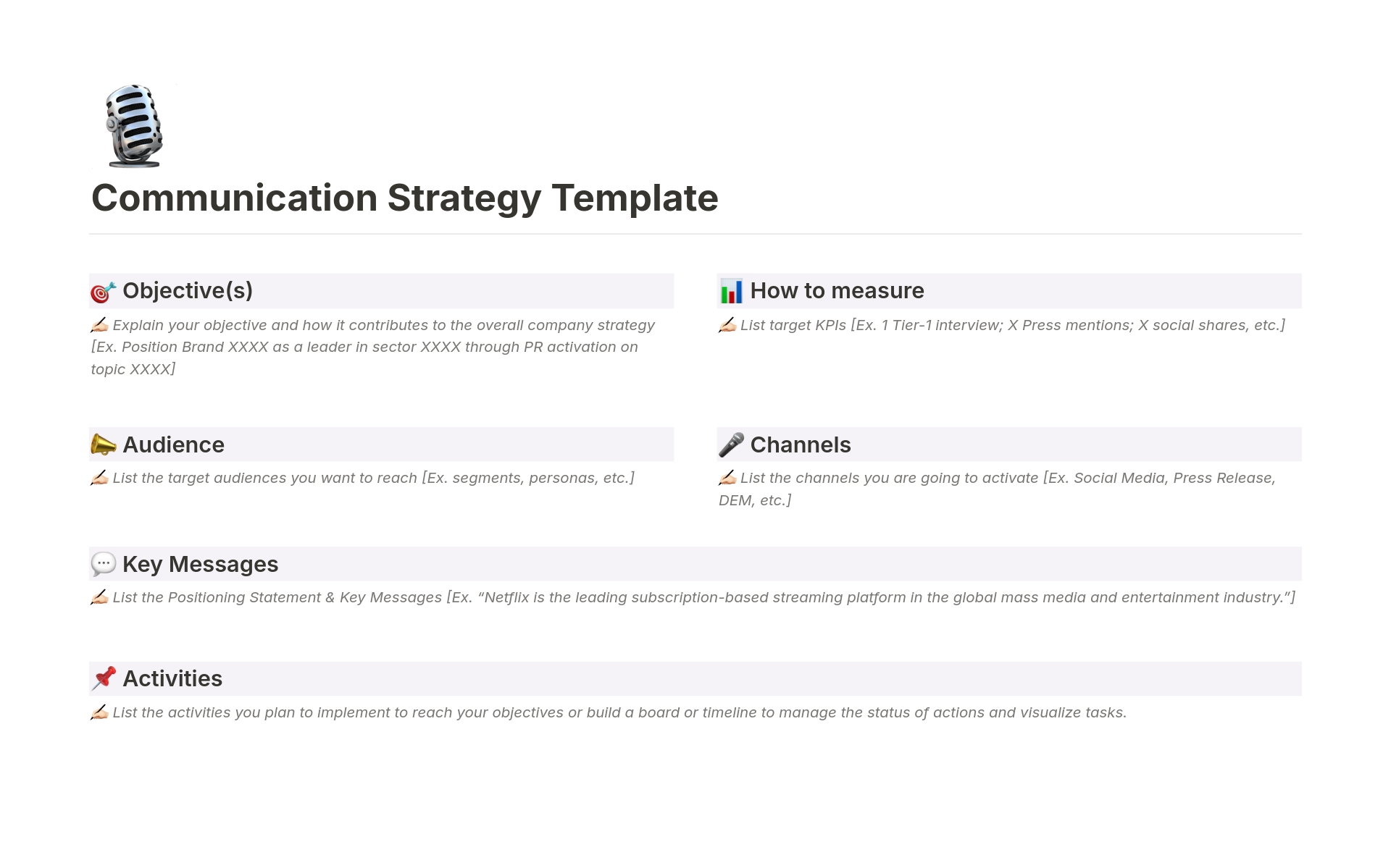 Vista previa de plantilla para Communication Strategy