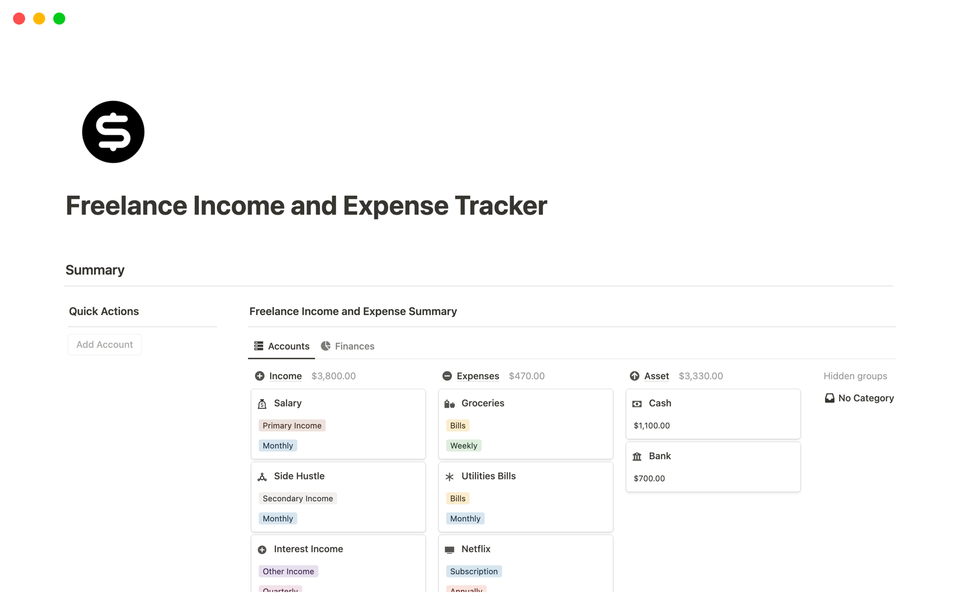 Freelance and Expense Tracker by theaccountantguy FinanceGuy