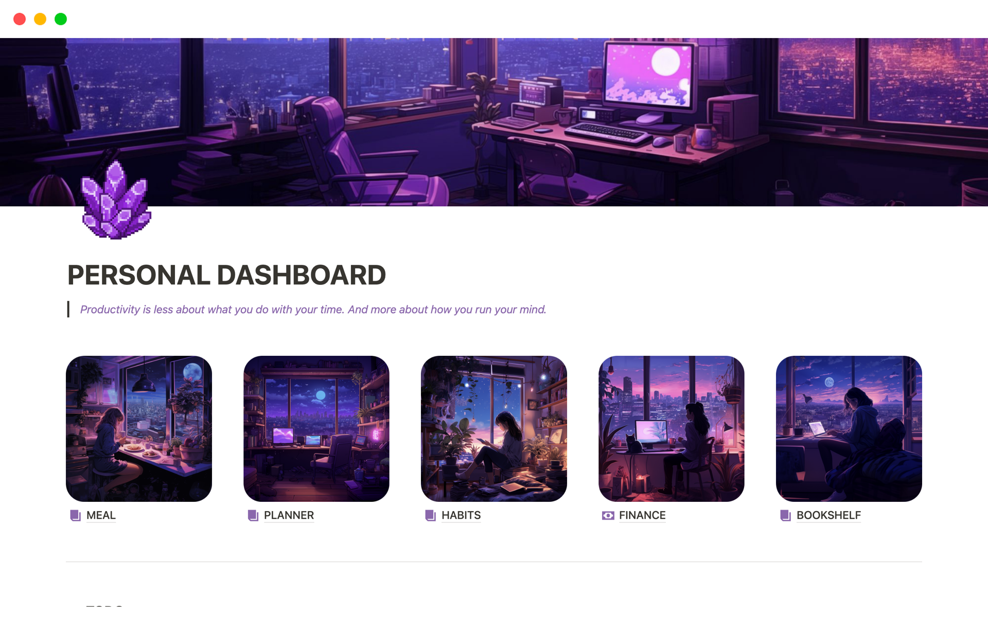 Your Aesthetic Notion Personal Dashboard in Lofi style.