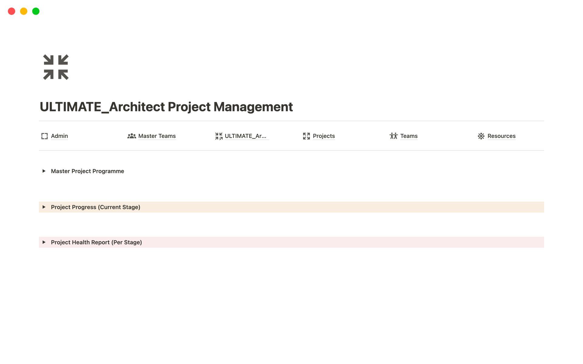 A template preview for ULTIMATE_Architect Project Management