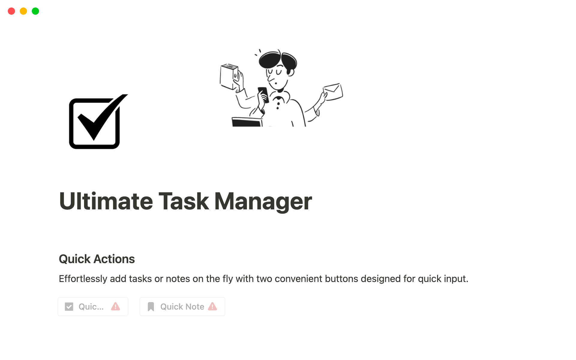 Uma prévia do modelo para Ultimate Task Manager