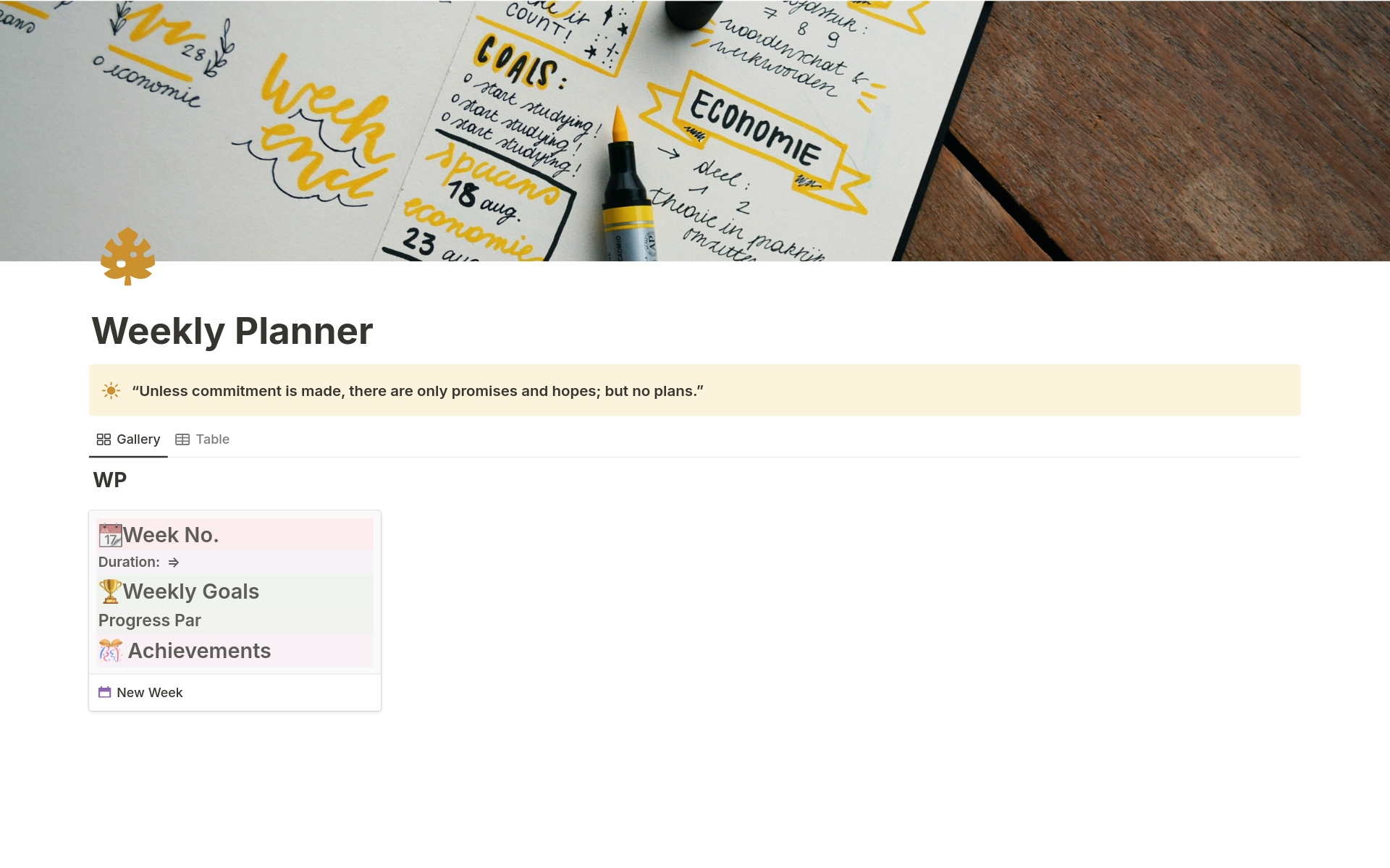 A template preview for Simple Weekly Planner 