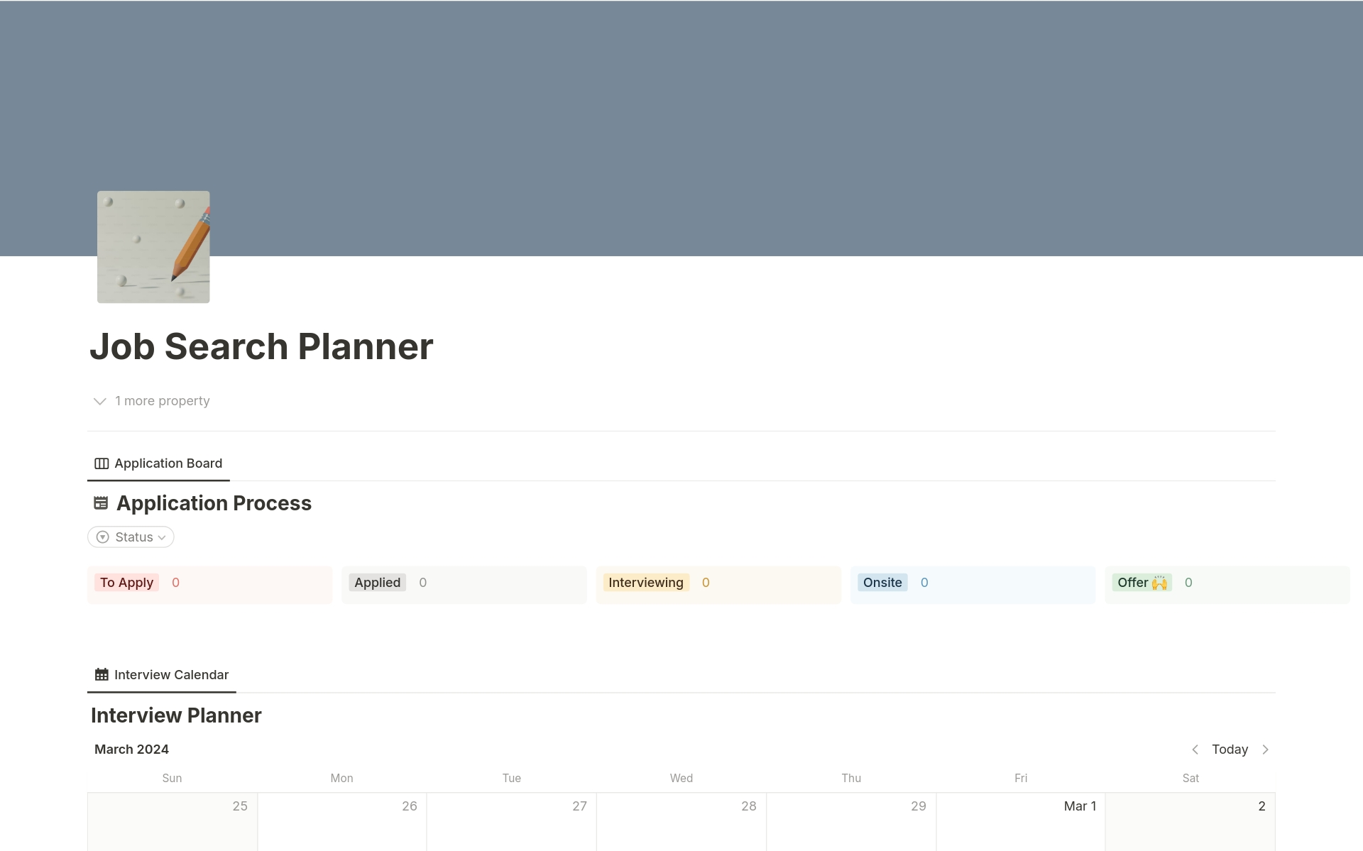 A template preview for The Job Search Planner Tracker 