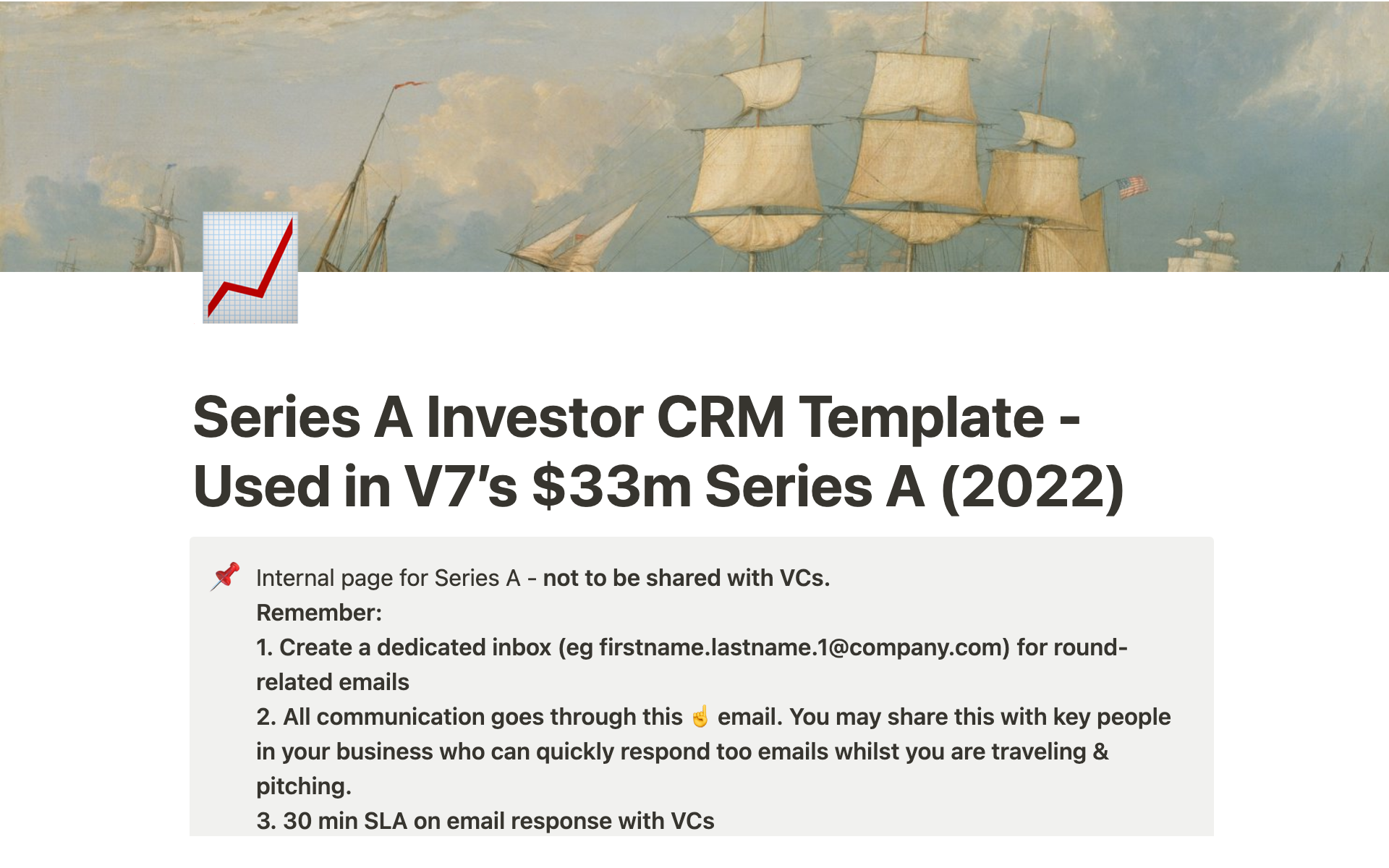 A template preview for Series A Investor CRM