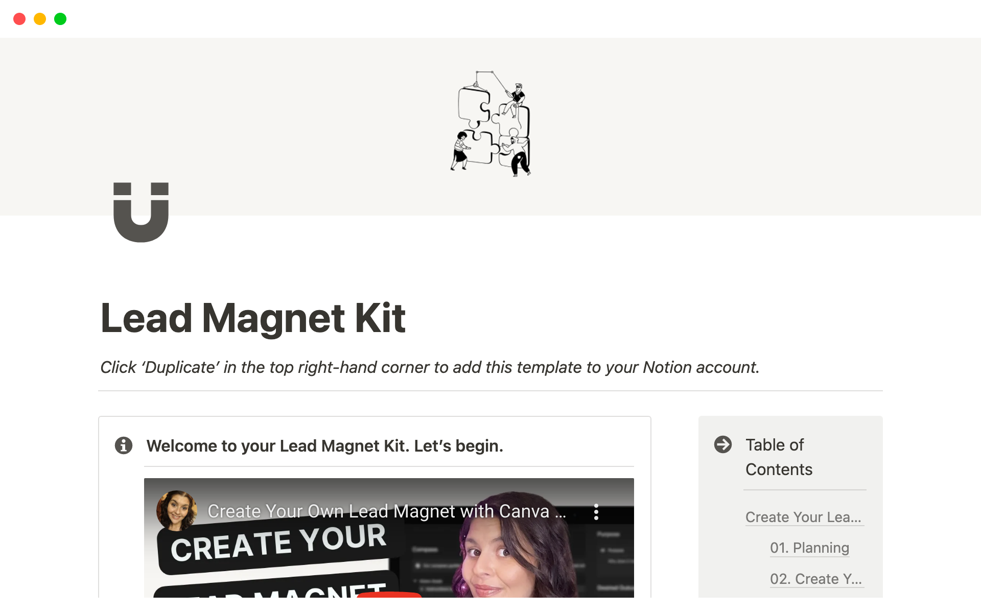 Uma prévia do modelo para Lead Magnet Kit
