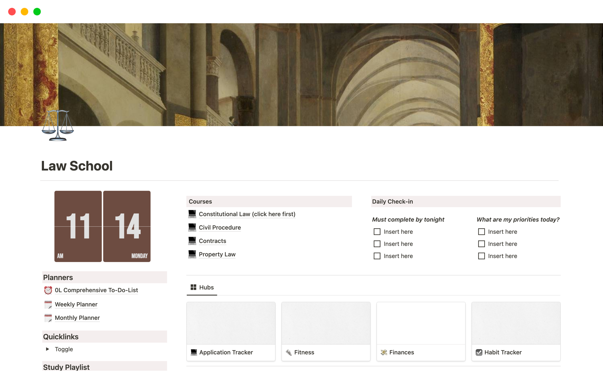 A template preview for Law School Dashboard