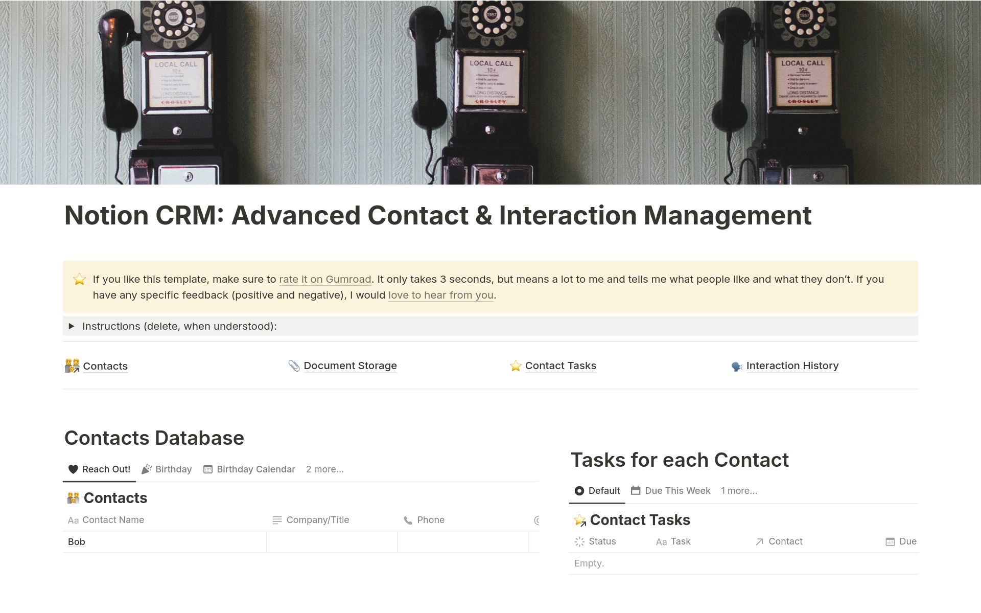 A template preview for Advanced CRM: Customer Relationship Manager