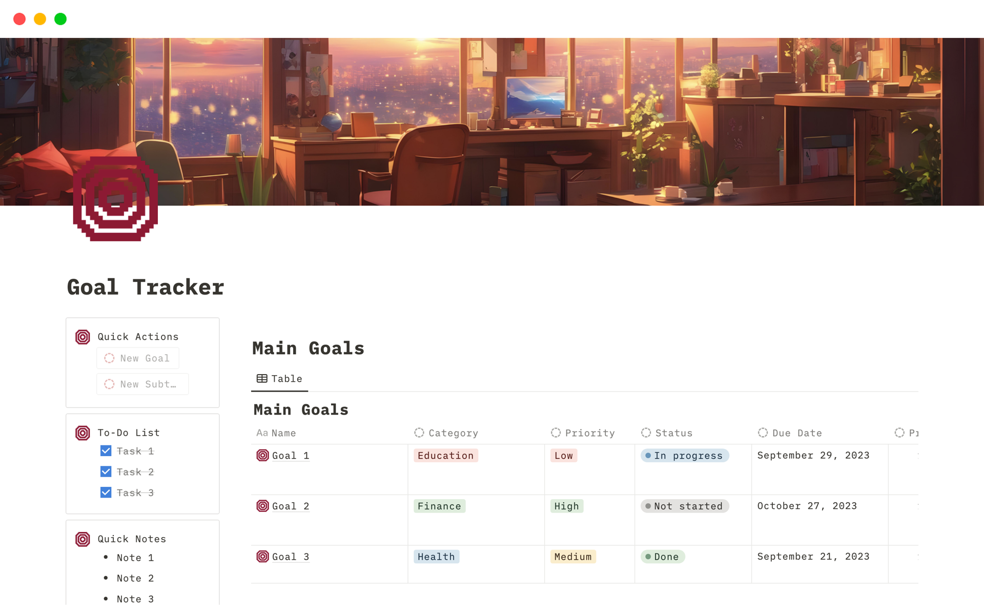 Goal Tracker Notion Template - your ultimate companion on the path to achieving your dreams!