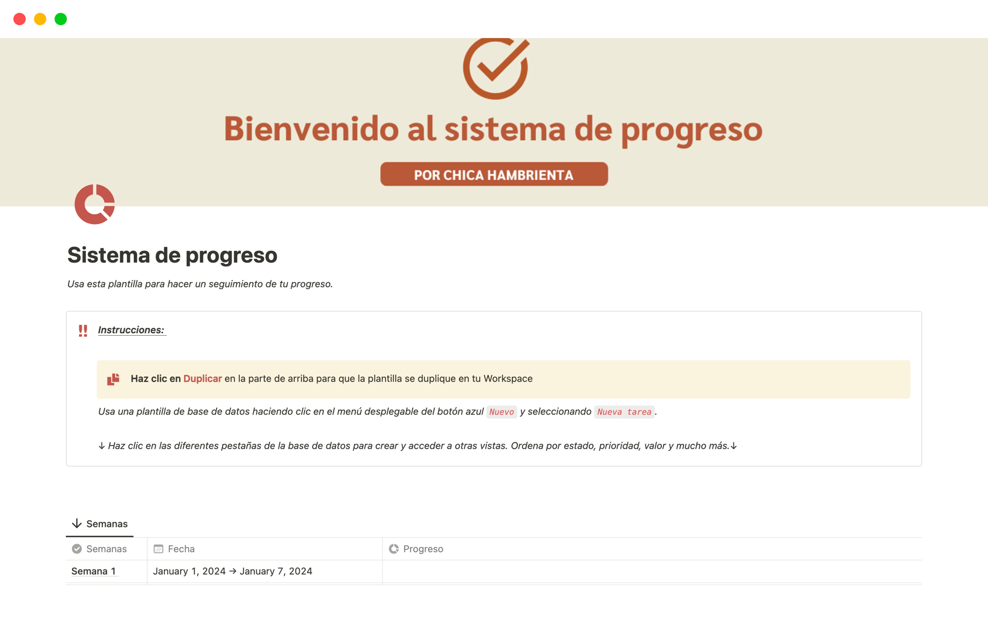 Eine Vorlagenvorschau für Sistema de progreso