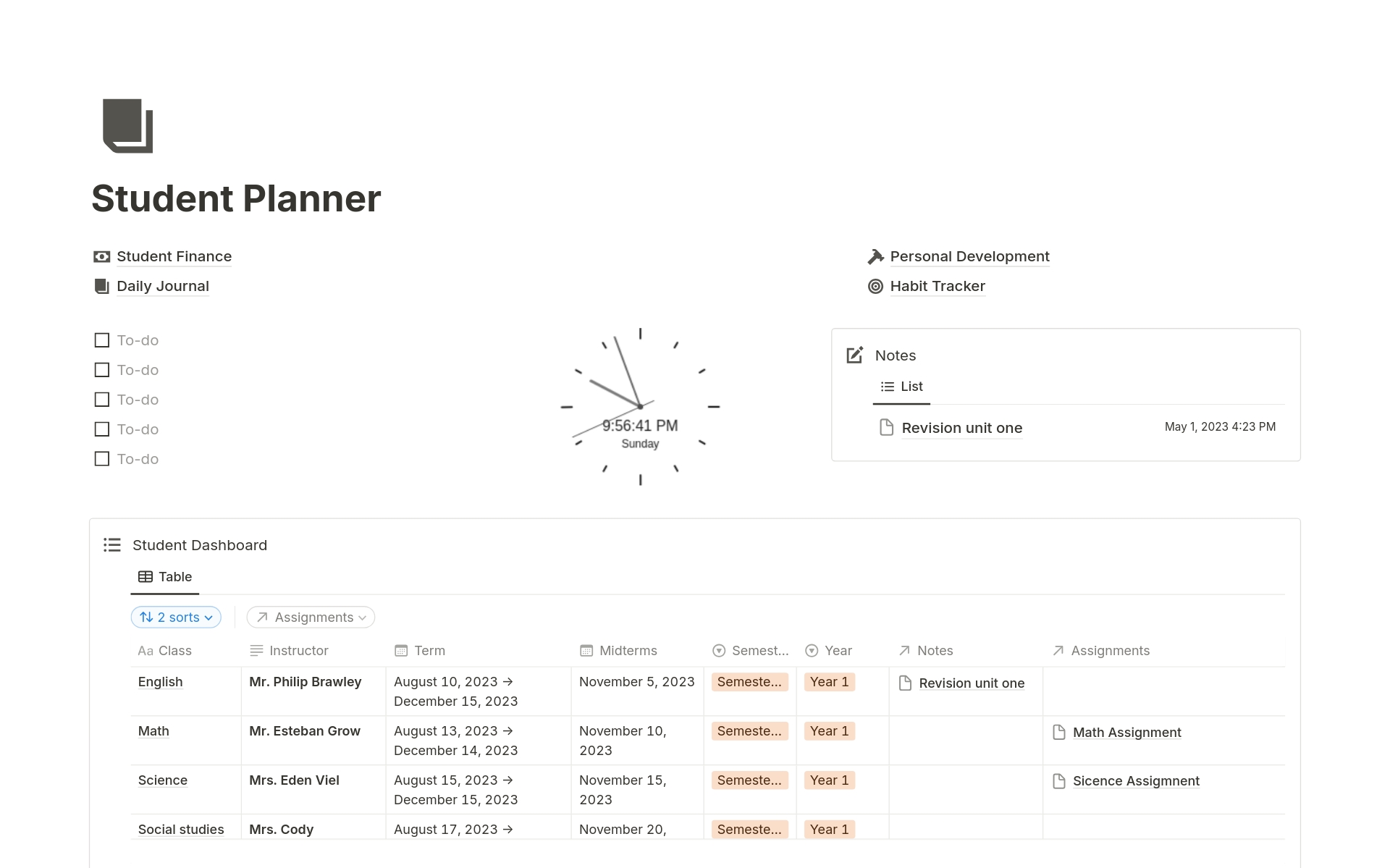 Organize classes and deadlines, with customizable calendars and assignment trackers