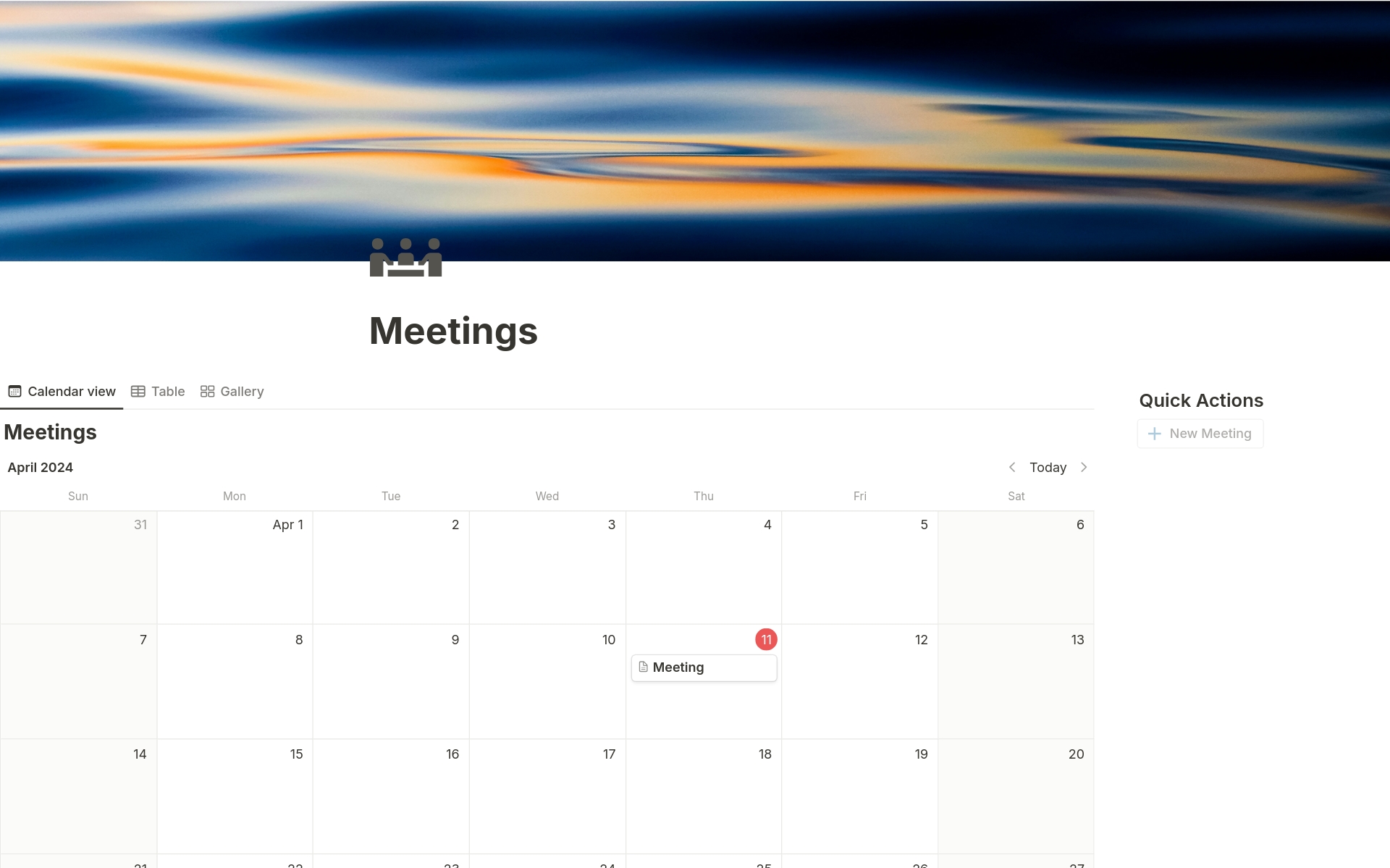 Vista previa de una plantilla para Simplify Meetings