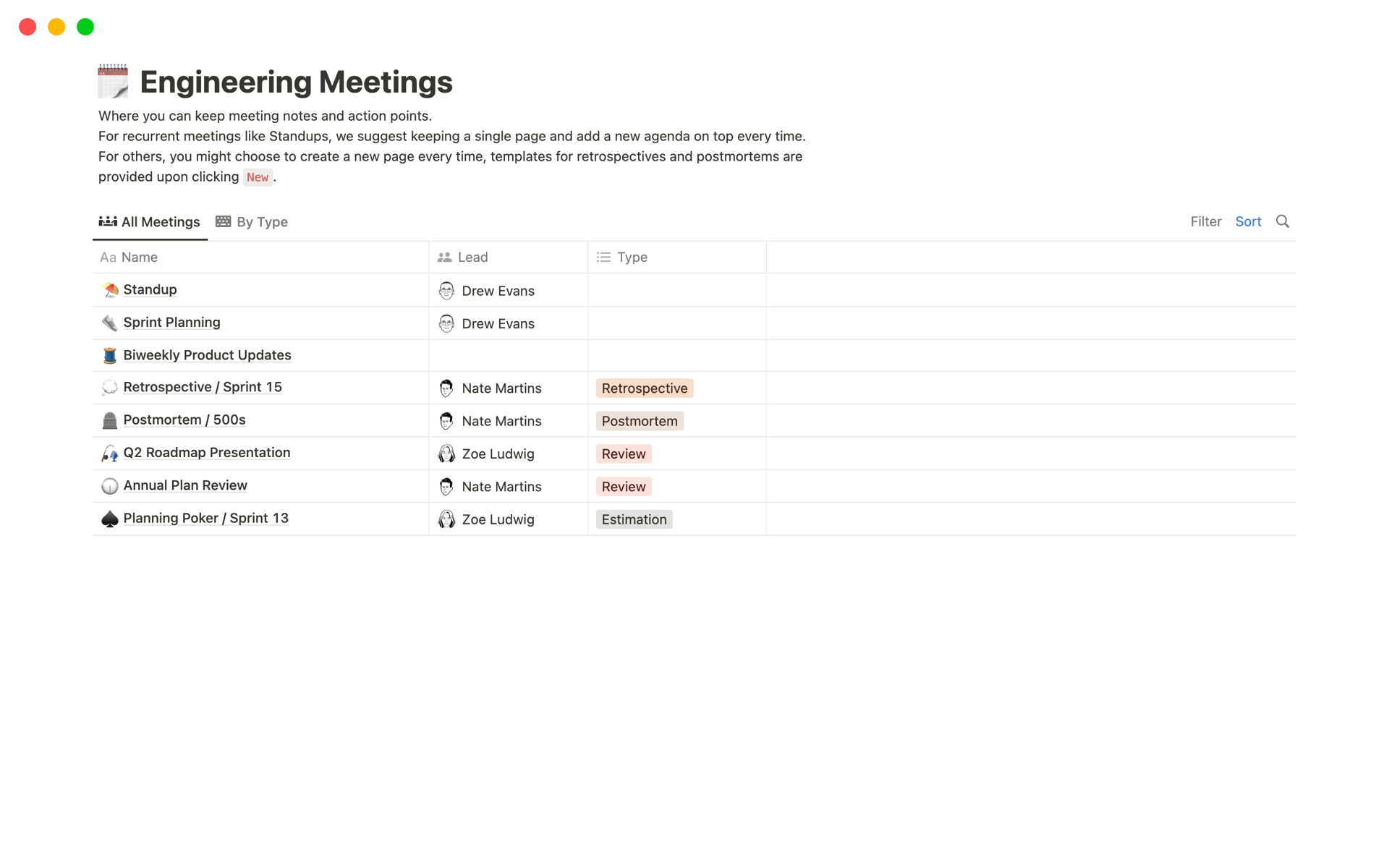 A template preview for Engineering Meetings Bundle