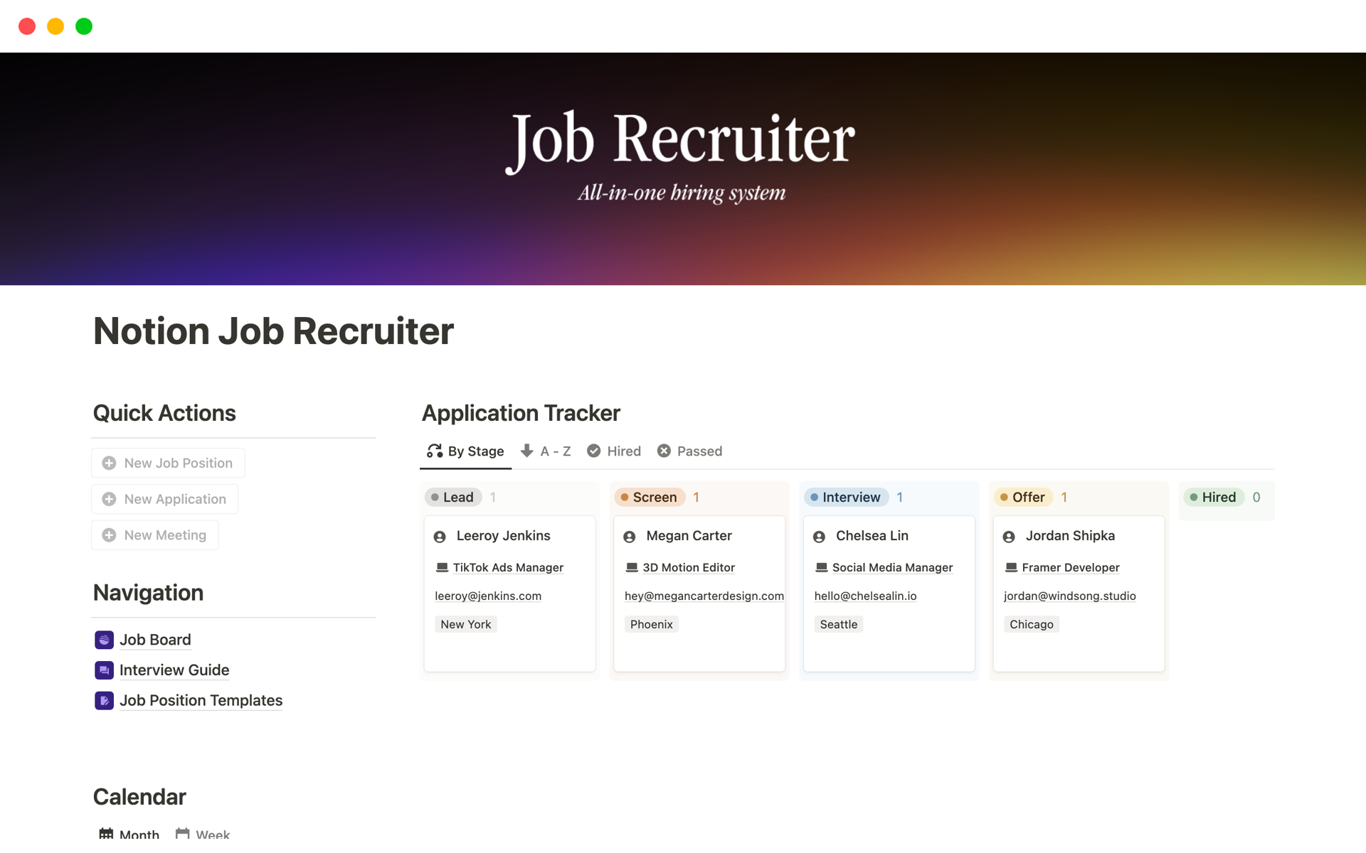 A template preview for Job Recruiter