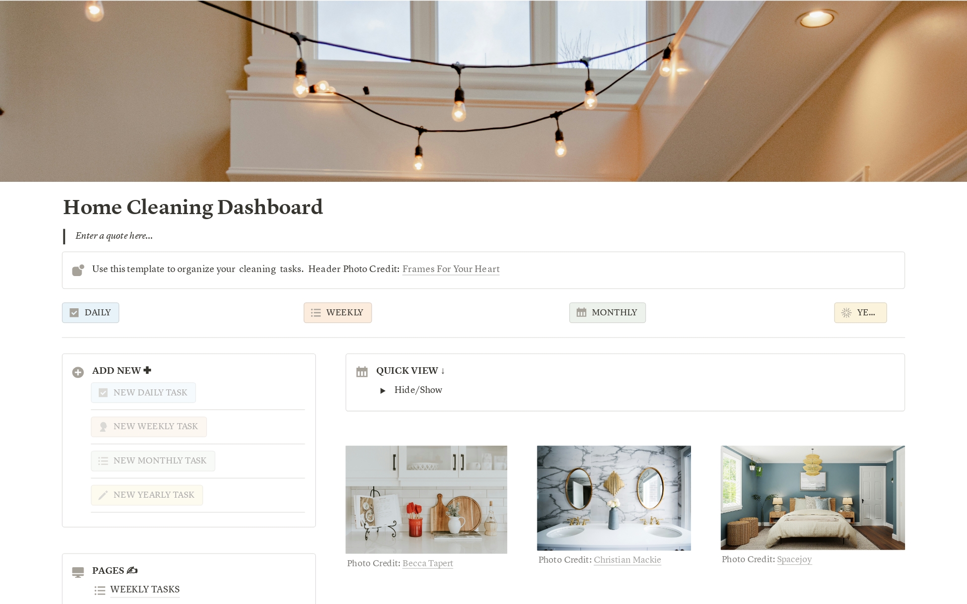 A template preview for Home Cleaning Dashboard