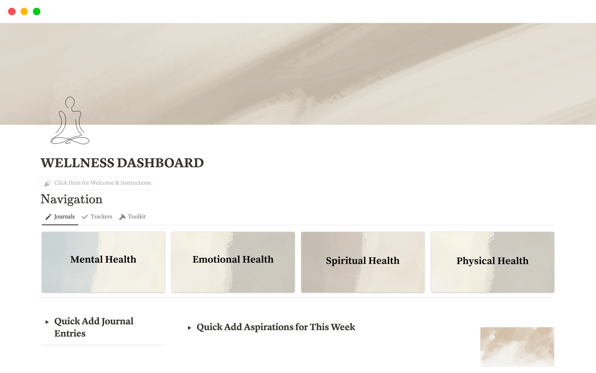 Eine Vorlagenvorschau für Wellness Dashboard