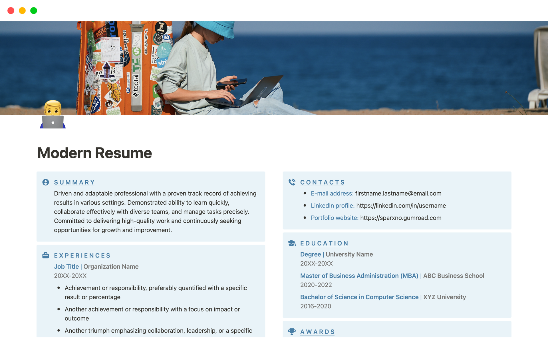 A template preview for Modern CV & Resume Template For Job Seekers