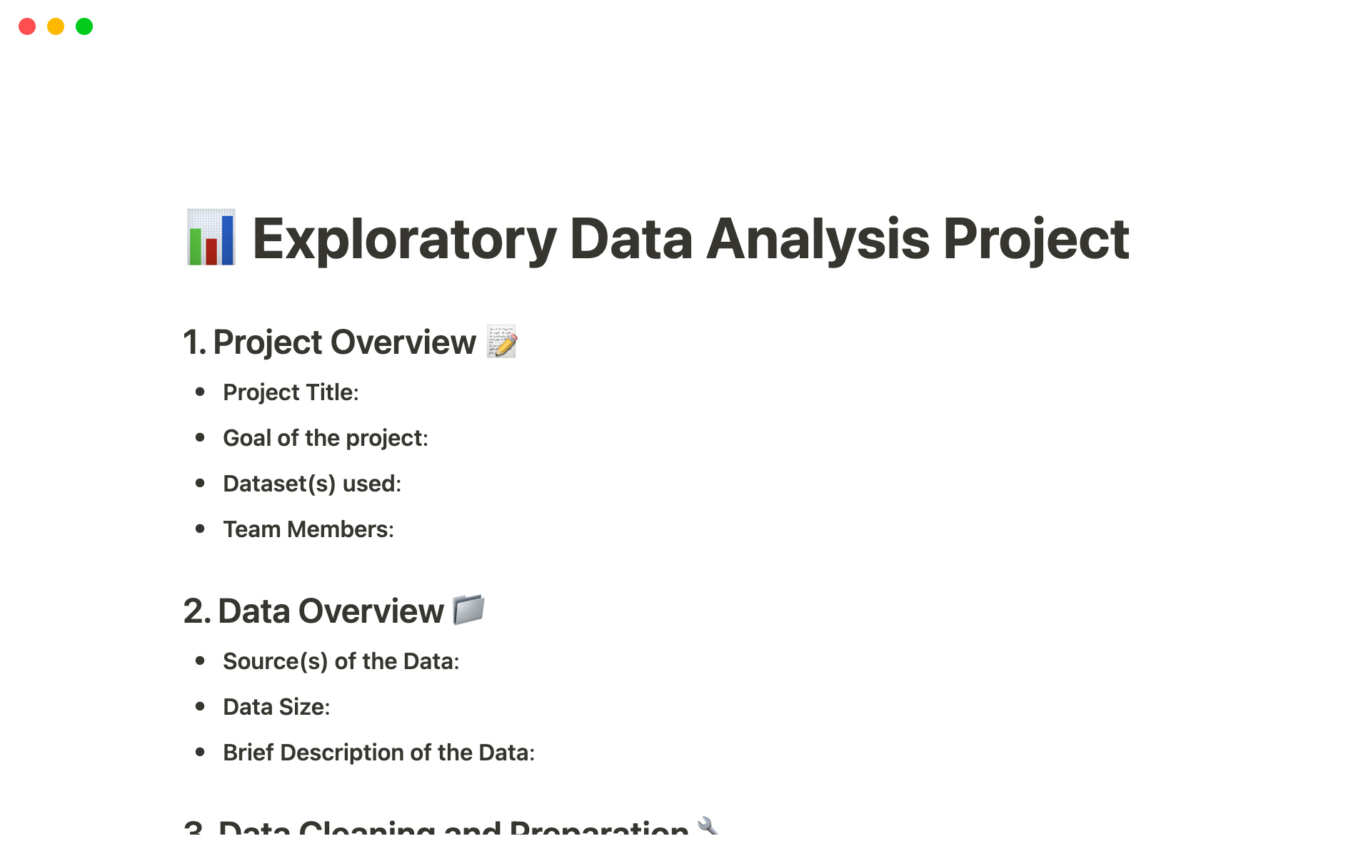 A template preview for Exploratory Data Analysis (EDA) Framework