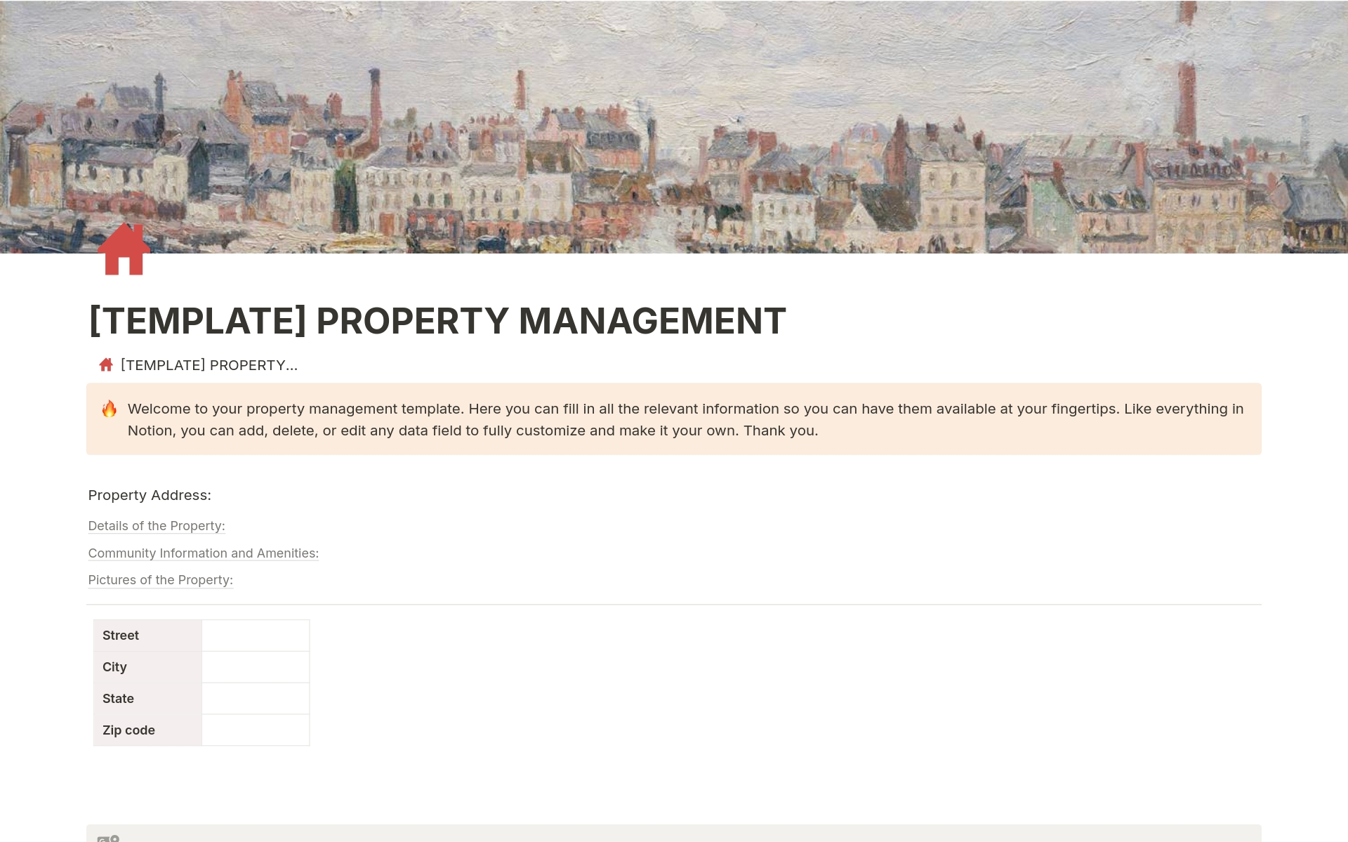 A template preview for PROPERTY MANAGEMENT