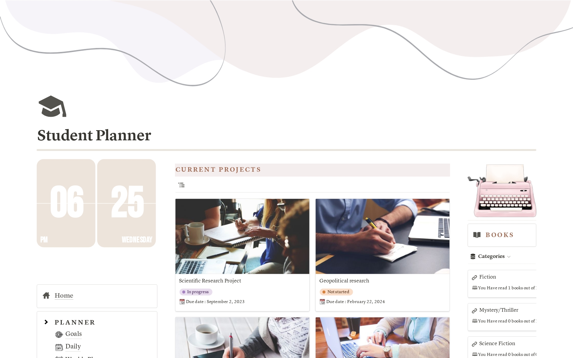 A template preview for Student Course Planner - Academic