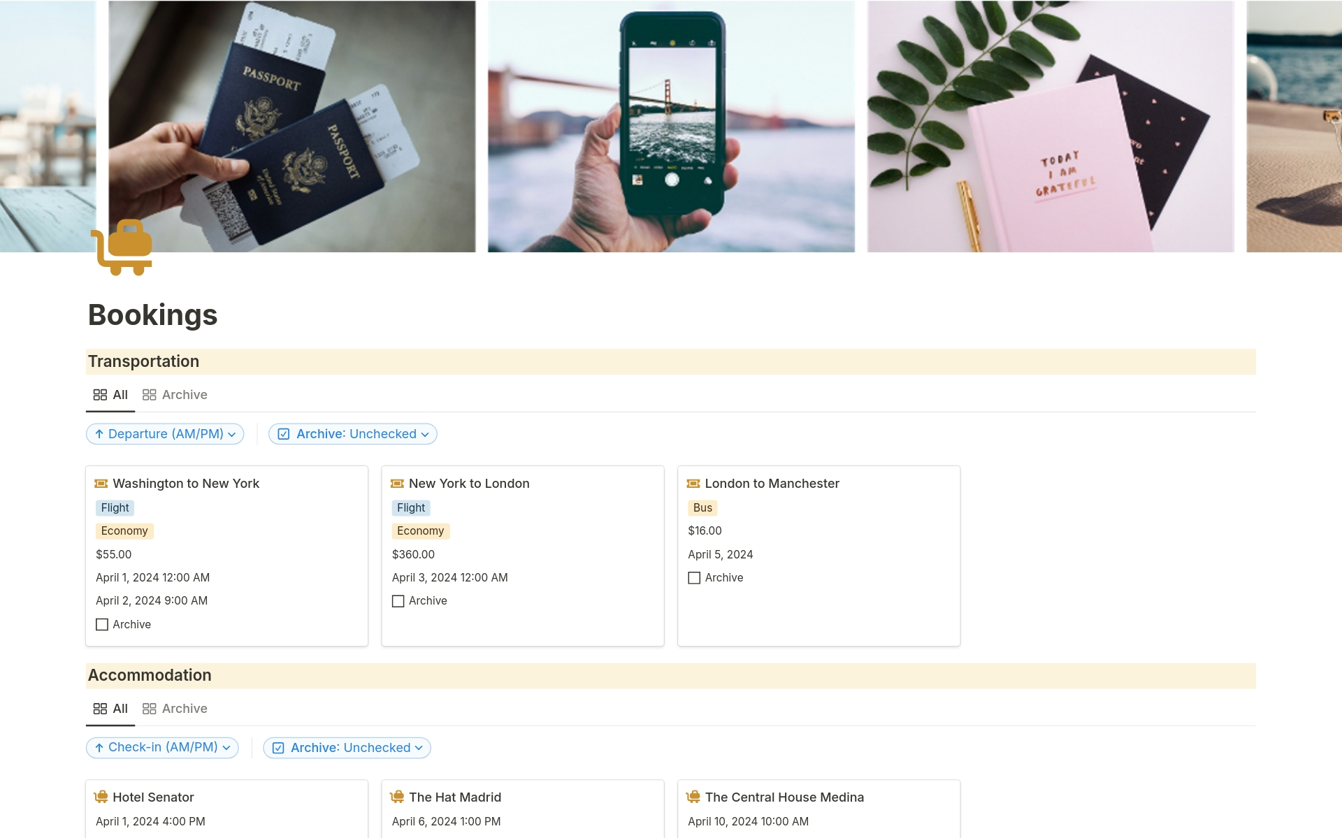 Streamline your travel plans with our All in One Notion Travel Planner Template! Effortlessly organize your packing list, trip itinerary, vacation essentials, and track your travel expenses in one convenient place.